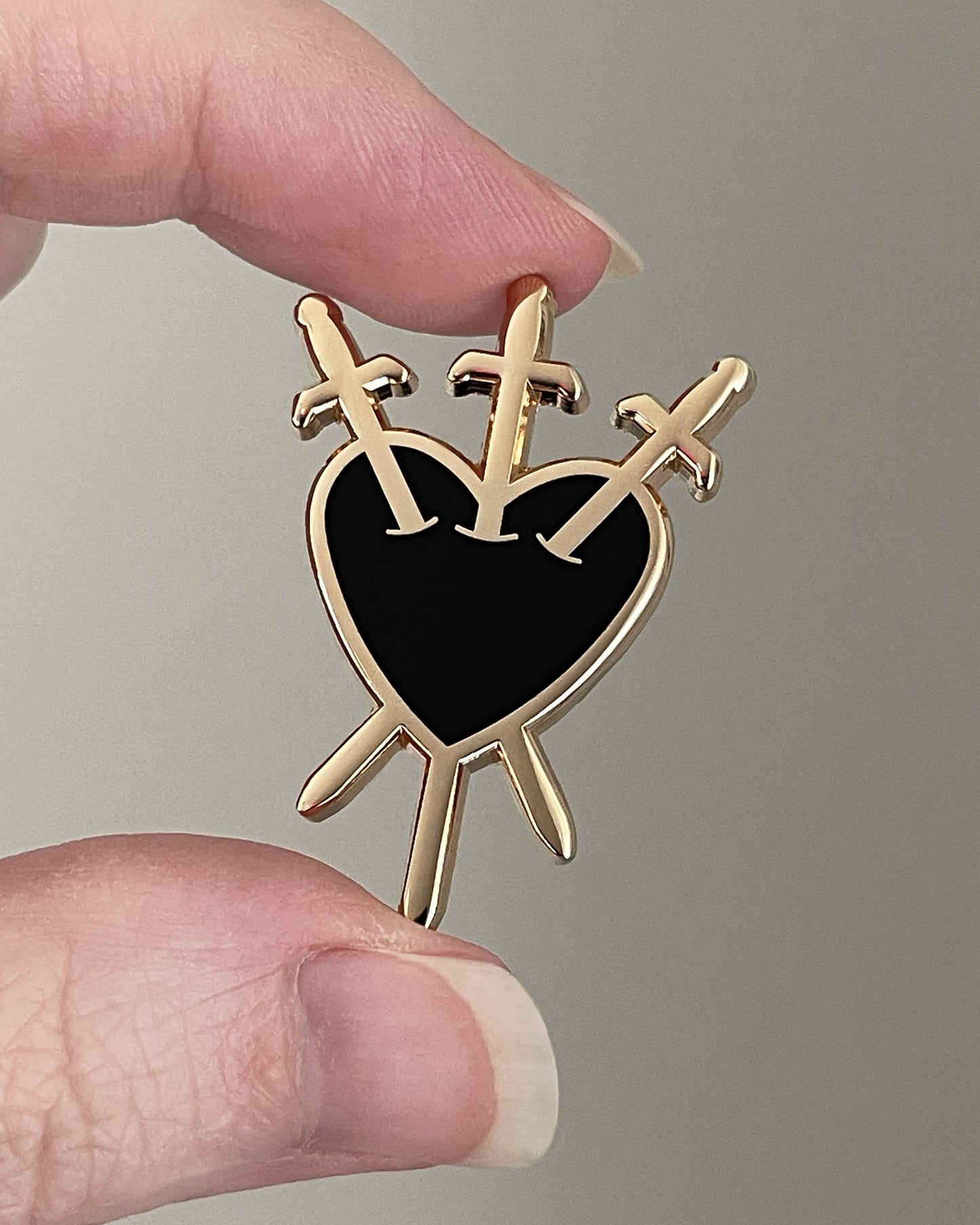 Three of Swords Enamel Pin - Gold