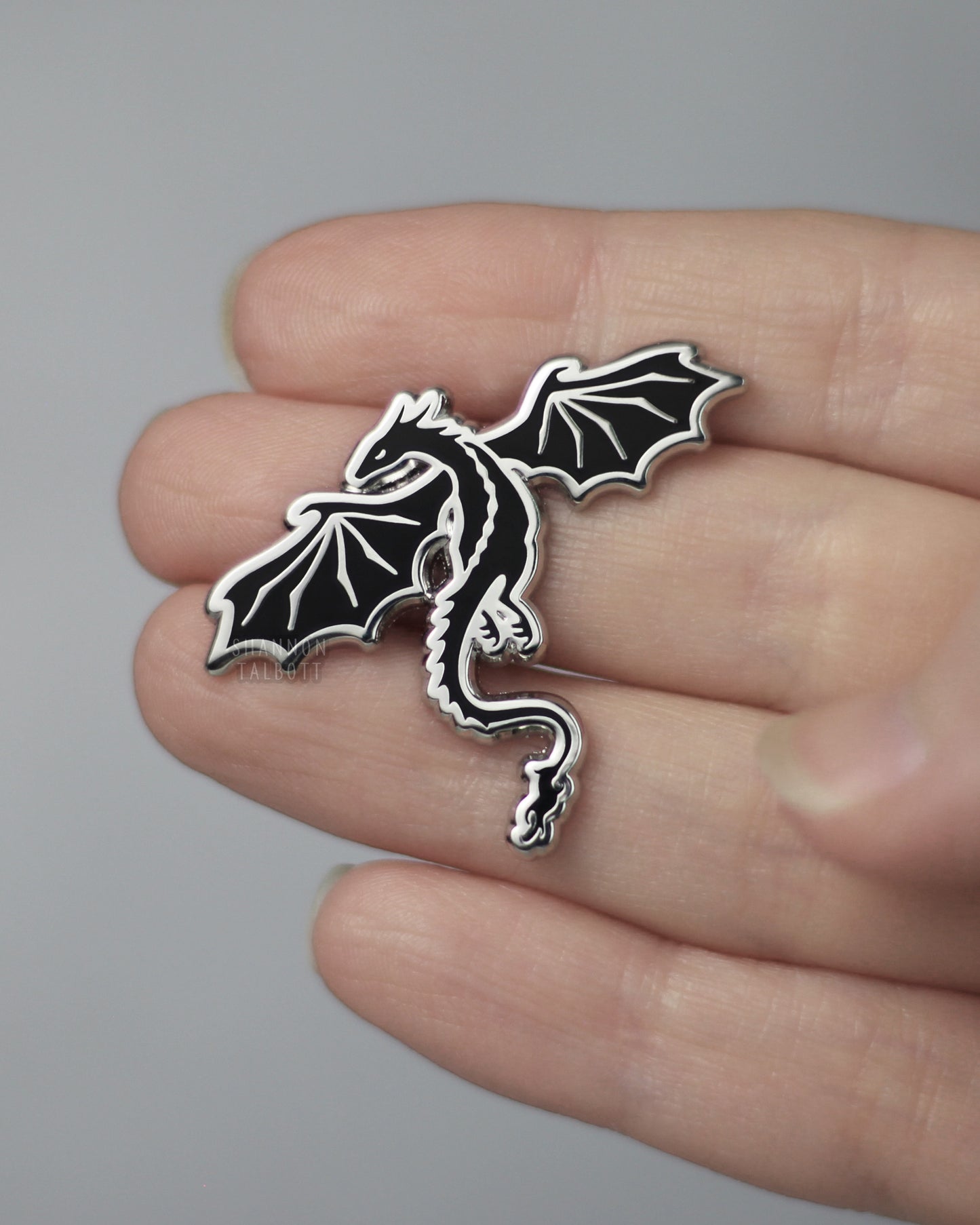 Dragon Enamel Pin - Silver