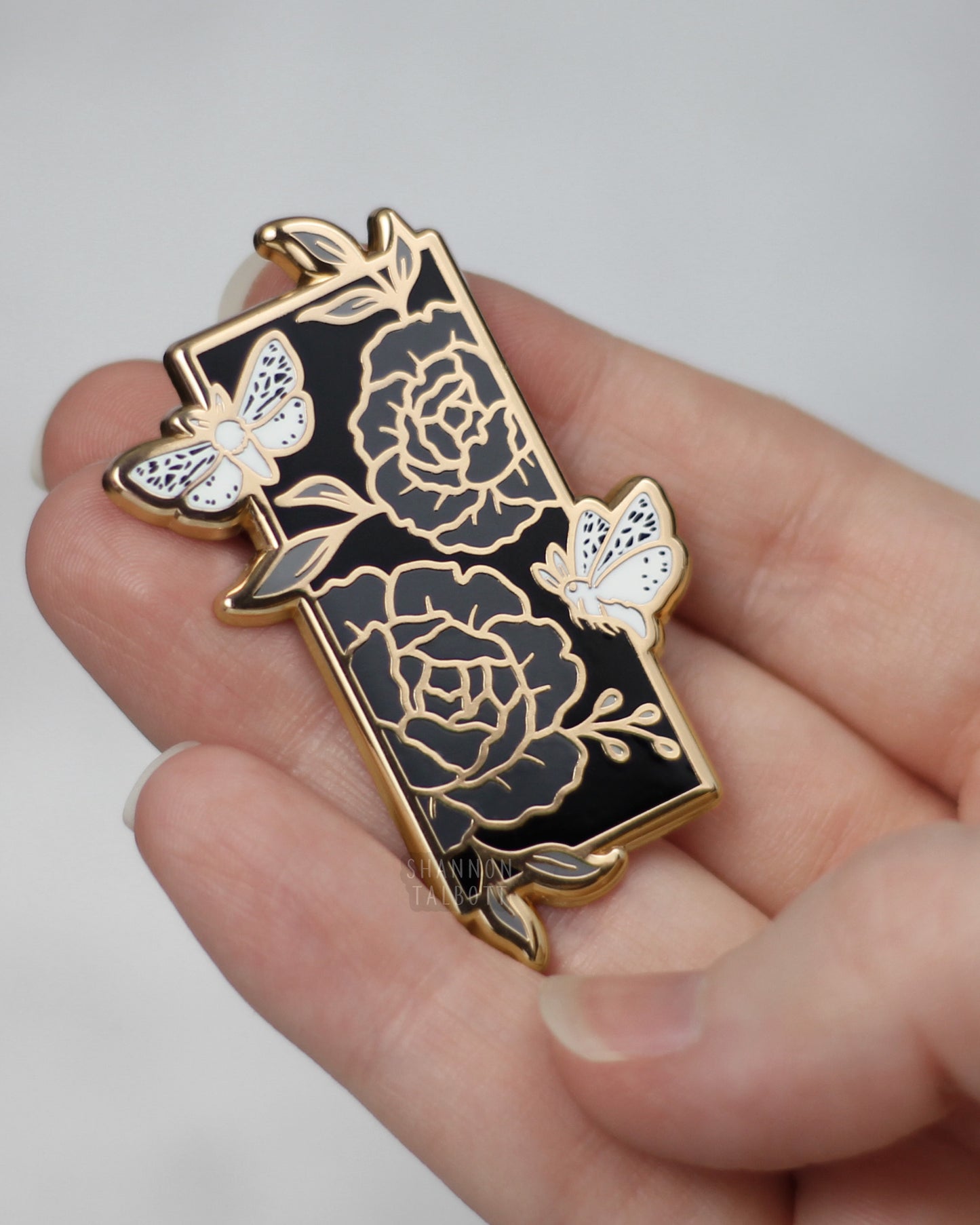 Moth Floral Enamel Pin - Gold