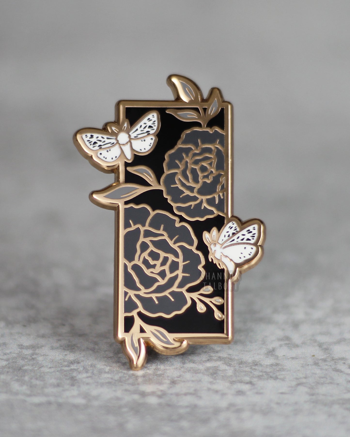 Moth Floral Enamel Pin - Gold