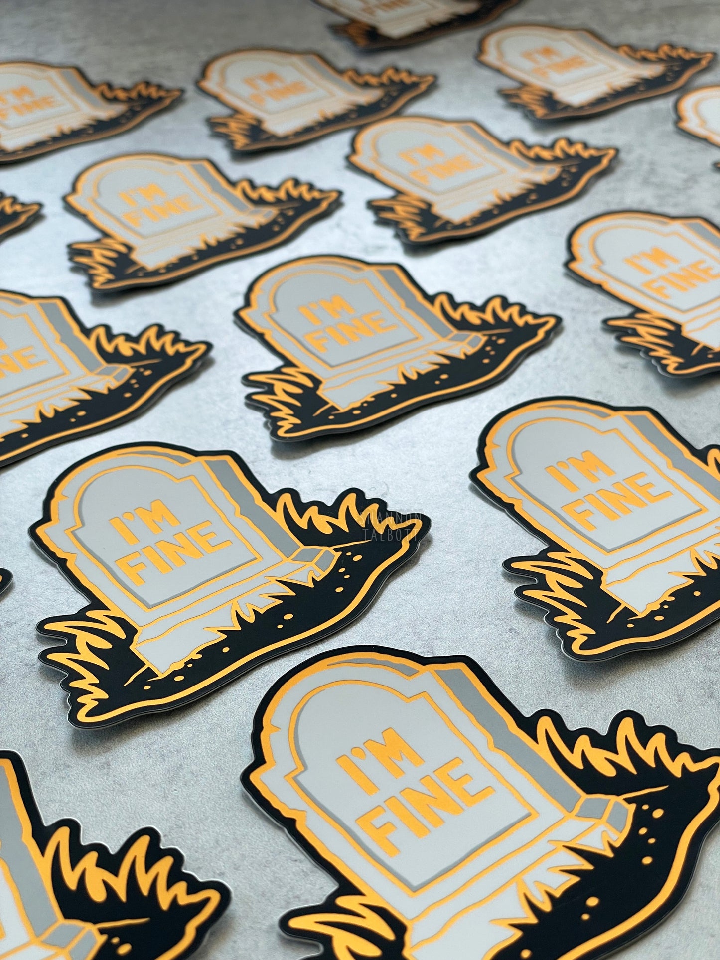 I'm Fine Tombstone Matte Mirror Sticker