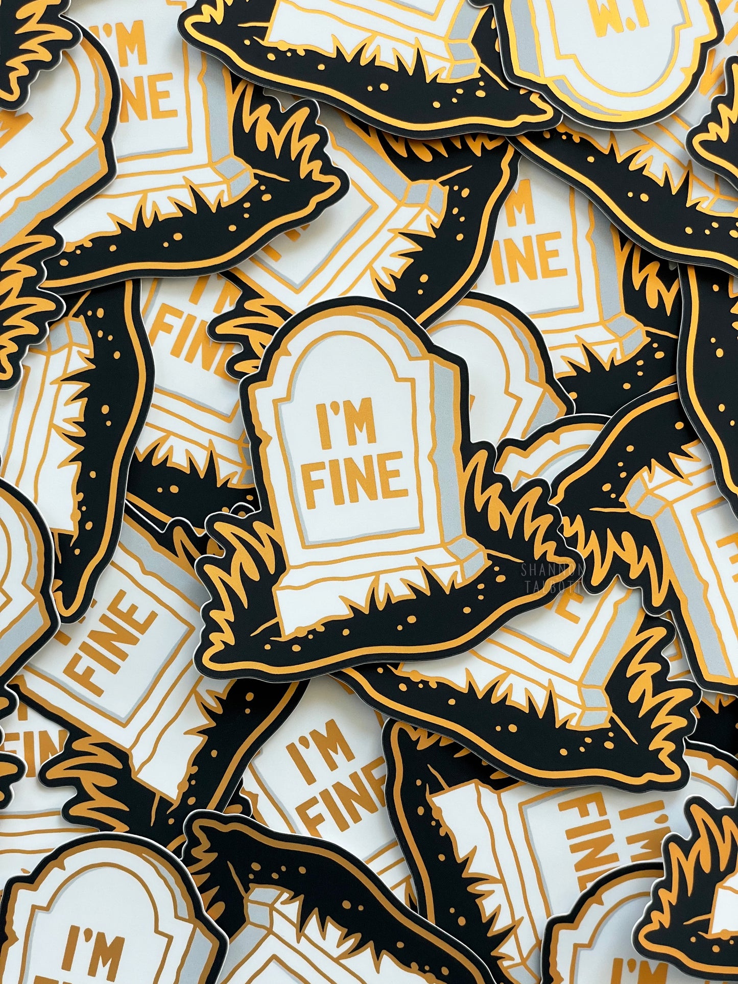I'm Fine Tombstone Matte Mirror Sticker