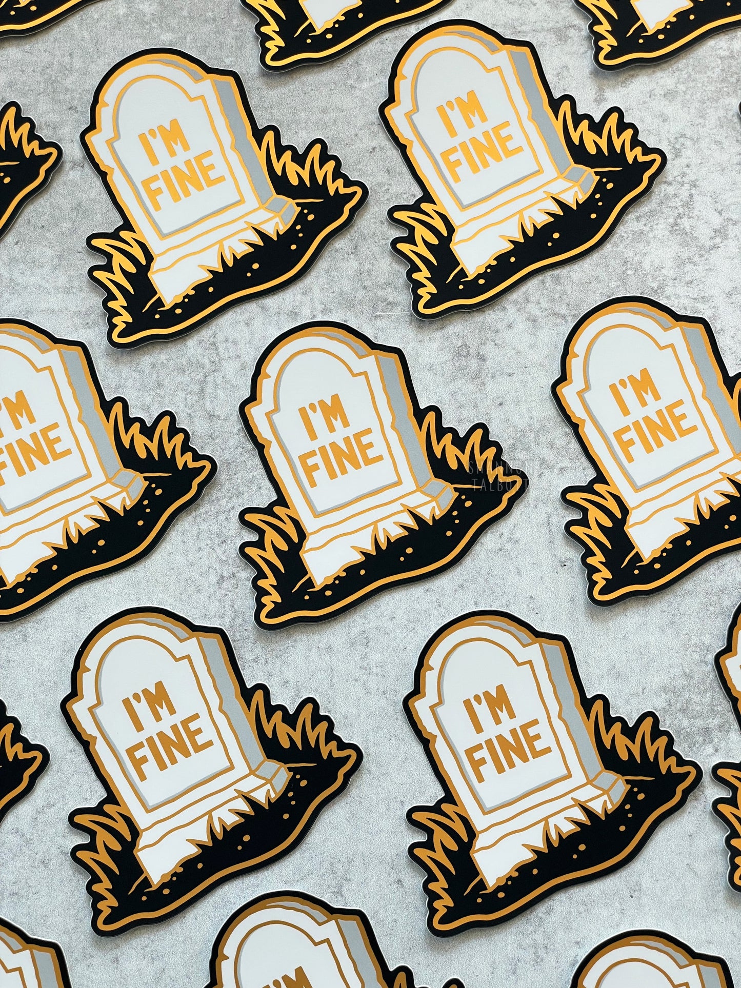 I'm Fine Tombstone Matte Mirror Sticker