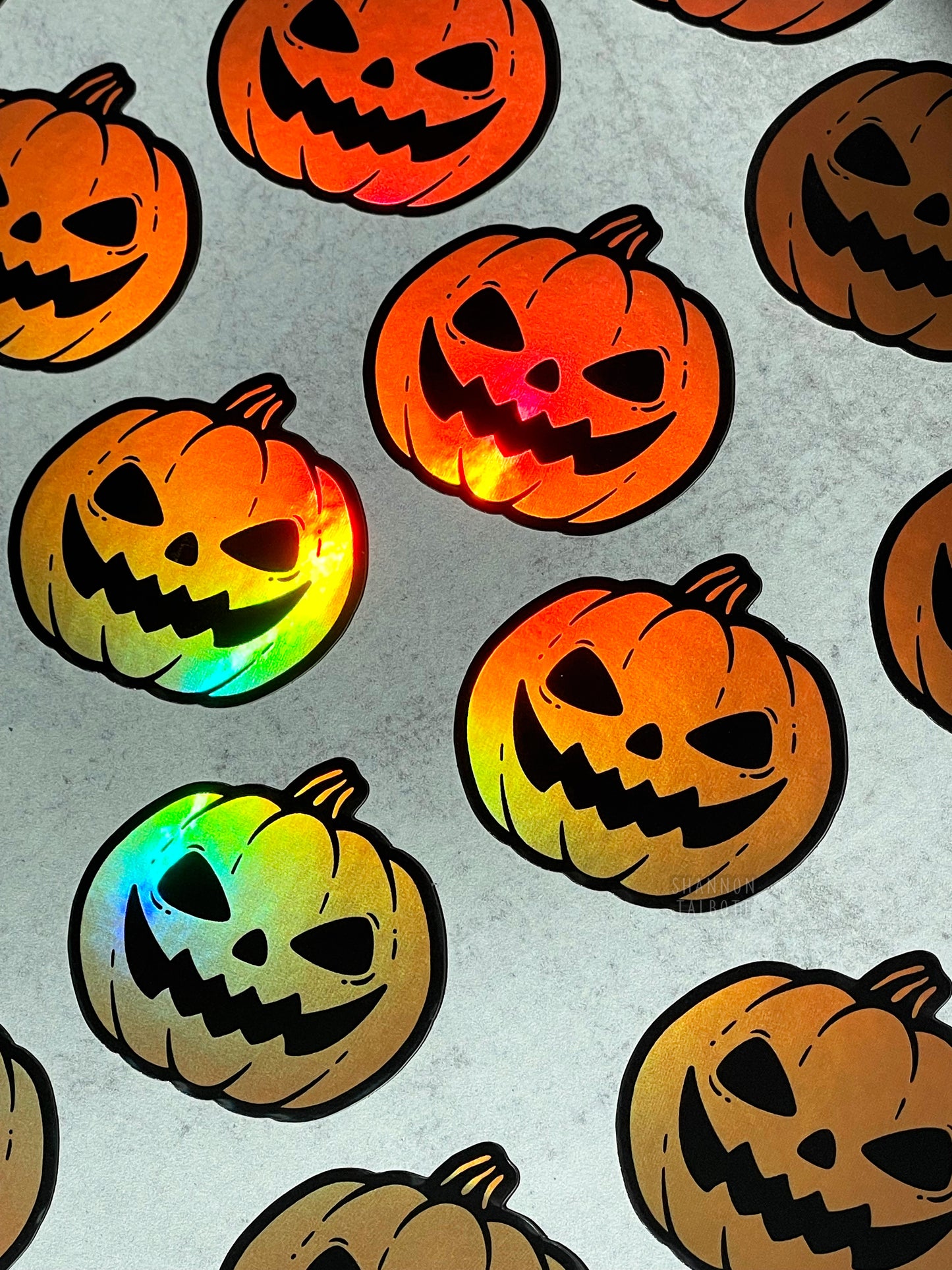 Jack-O-Lantern Pumpkin Holographic Sticker