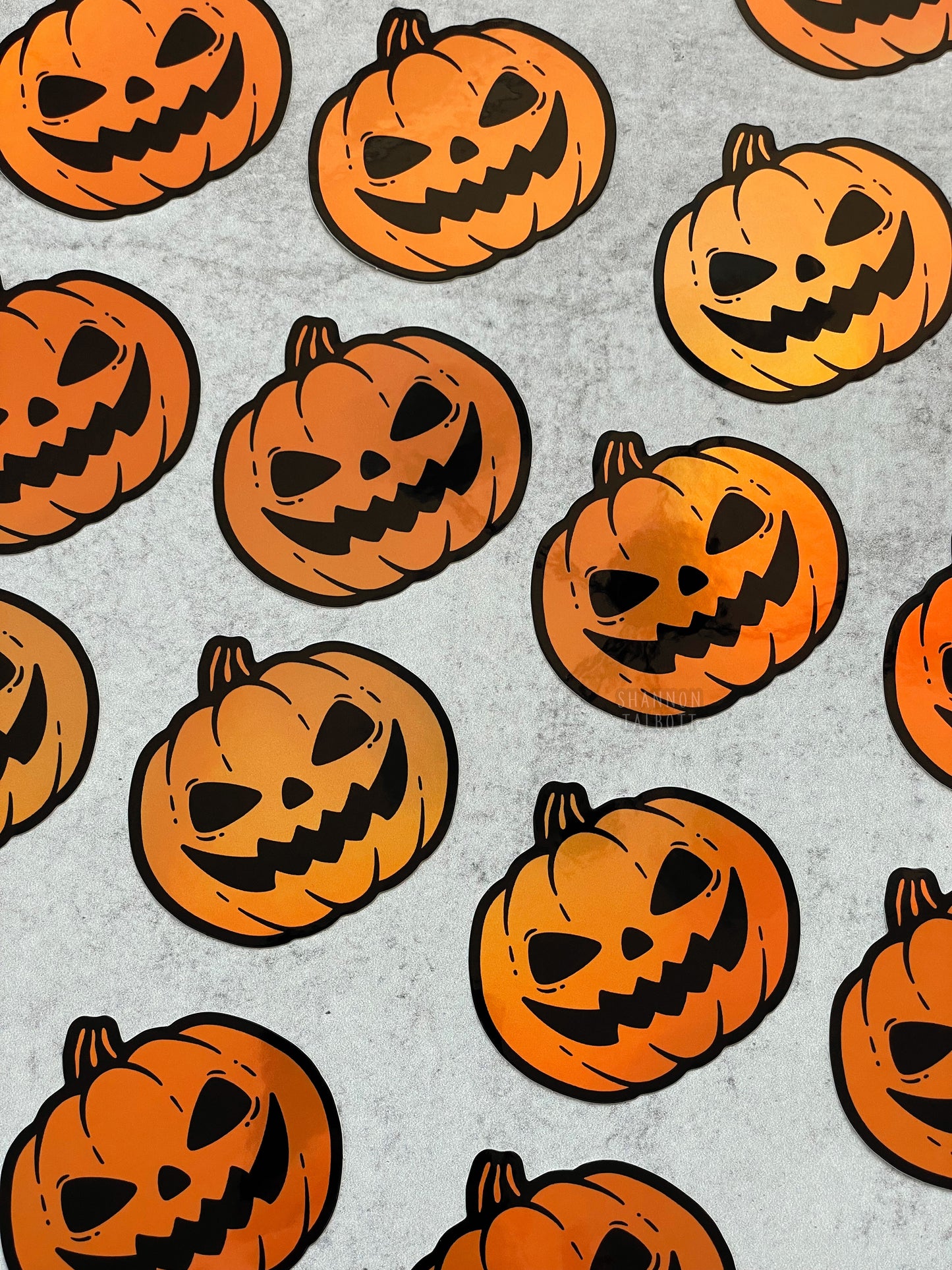 Jack-O-Lantern Pumpkin Holographic Sticker