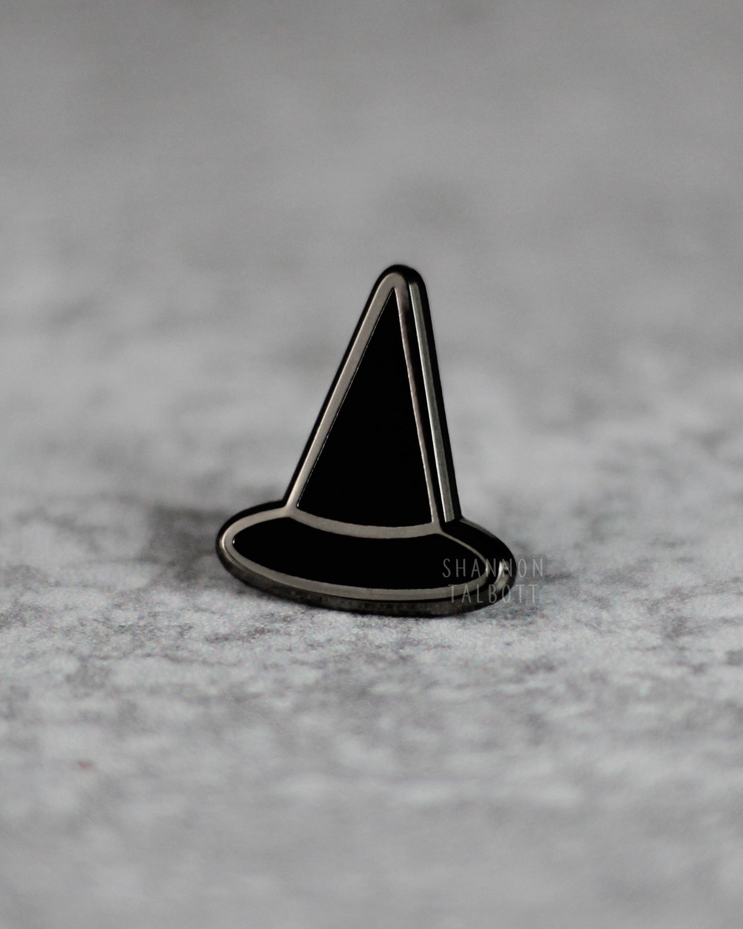 Little Witch Hat Enamel Pin in Black Nickel Plating