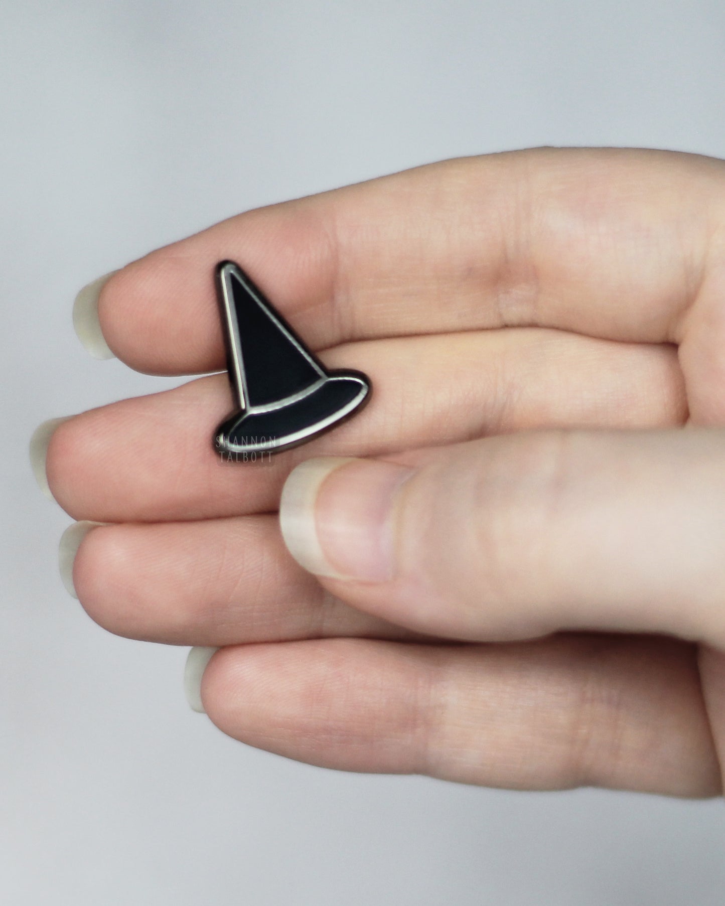 Little Witch Hat Enamel Pin in Black Nickel Plating