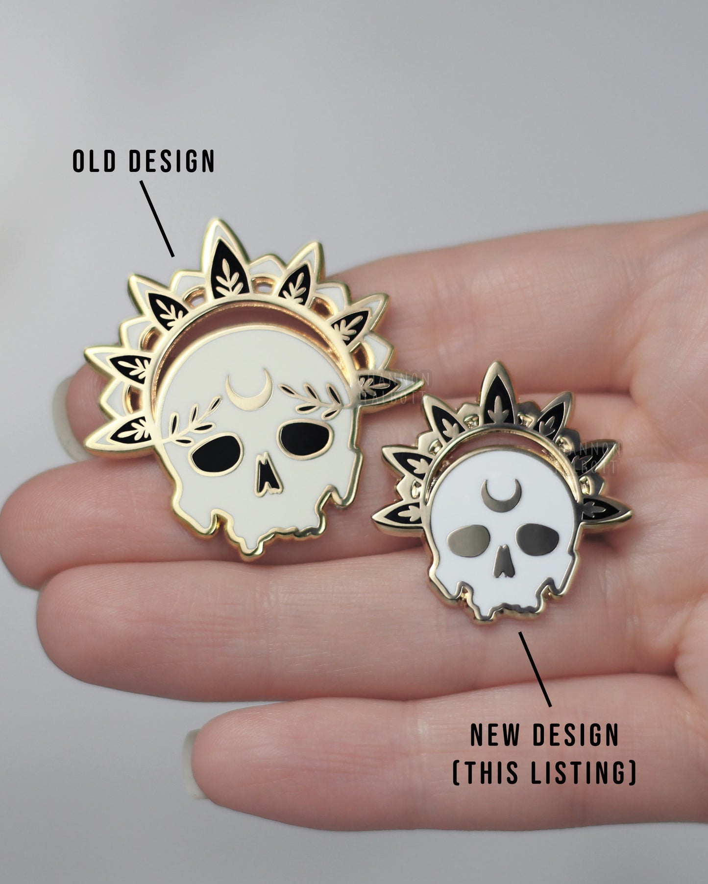 Mini Memento Mori Skull Enamel Pin - Gold Plating