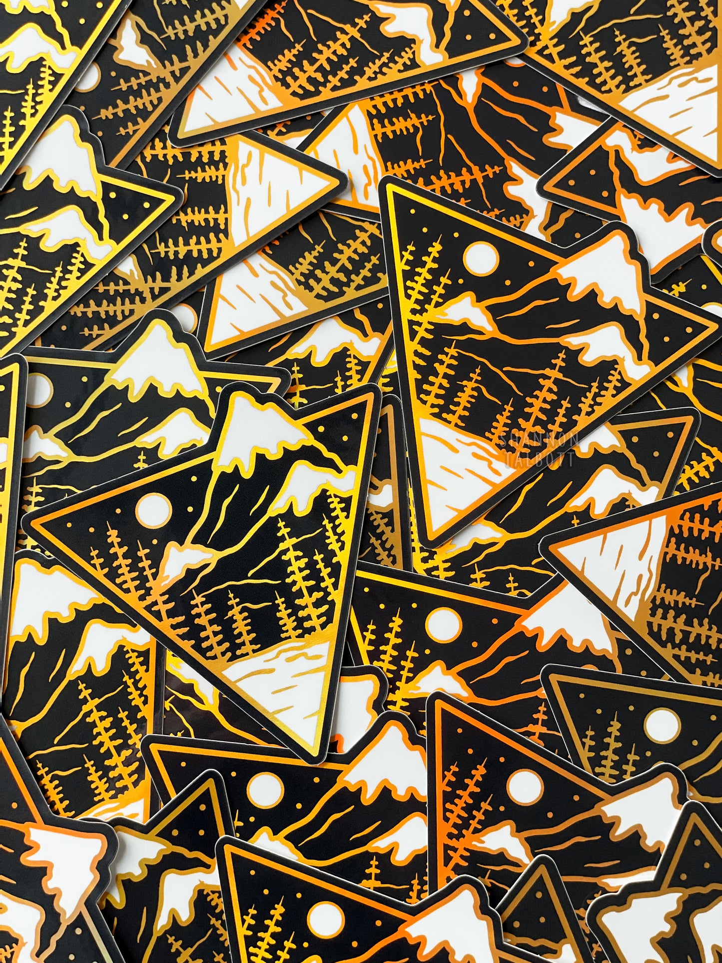 The Mountain - Wanderlust Series Holographic Sticker - Gold