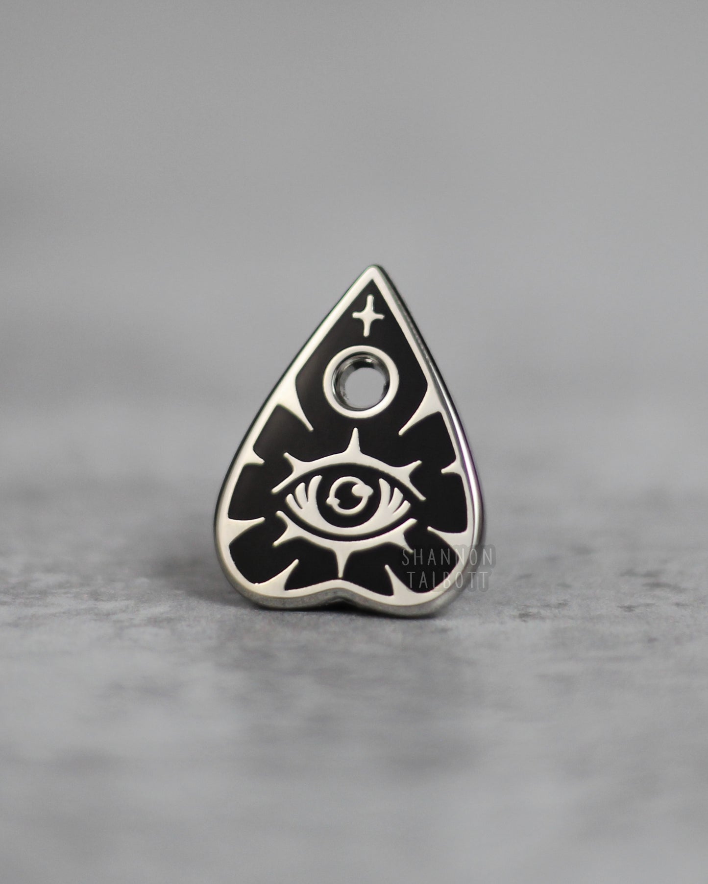 Ouija Planchette Enamel Pin - Silver