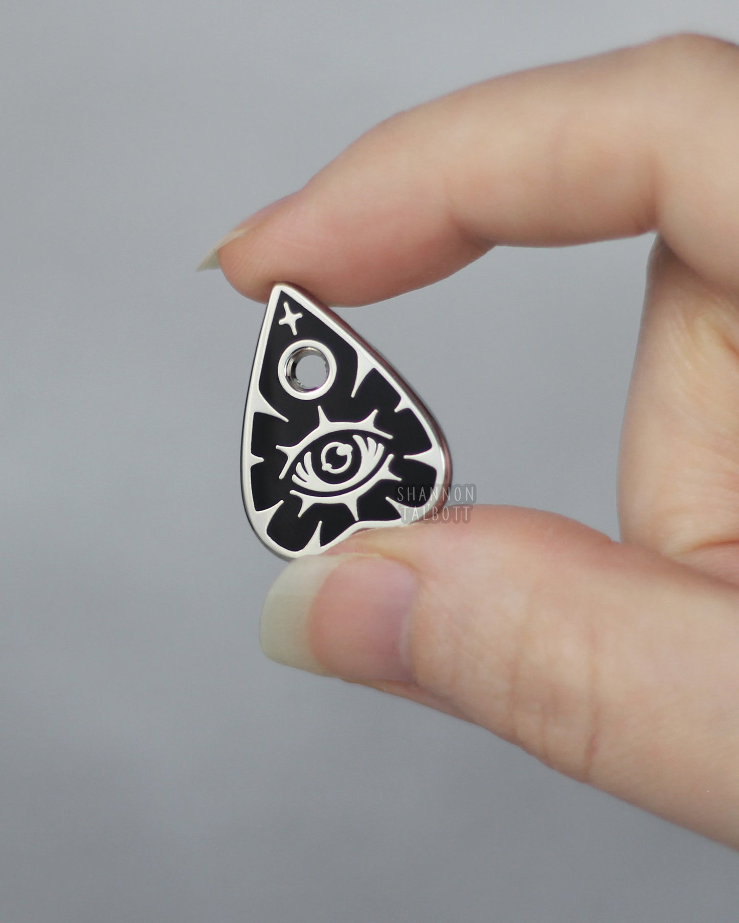 Ouija Planchette Enamel Pin - Silver