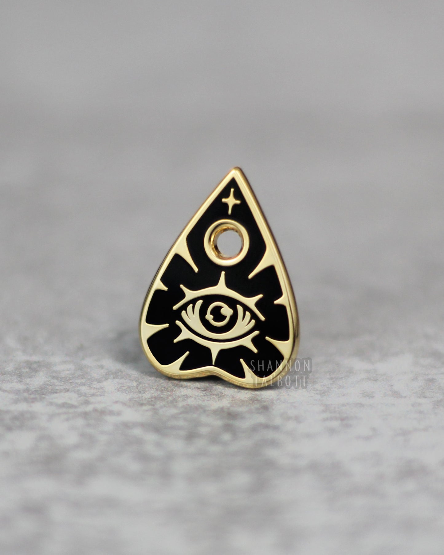 Spooky Ouija Planchette Enamel Pin in Gold