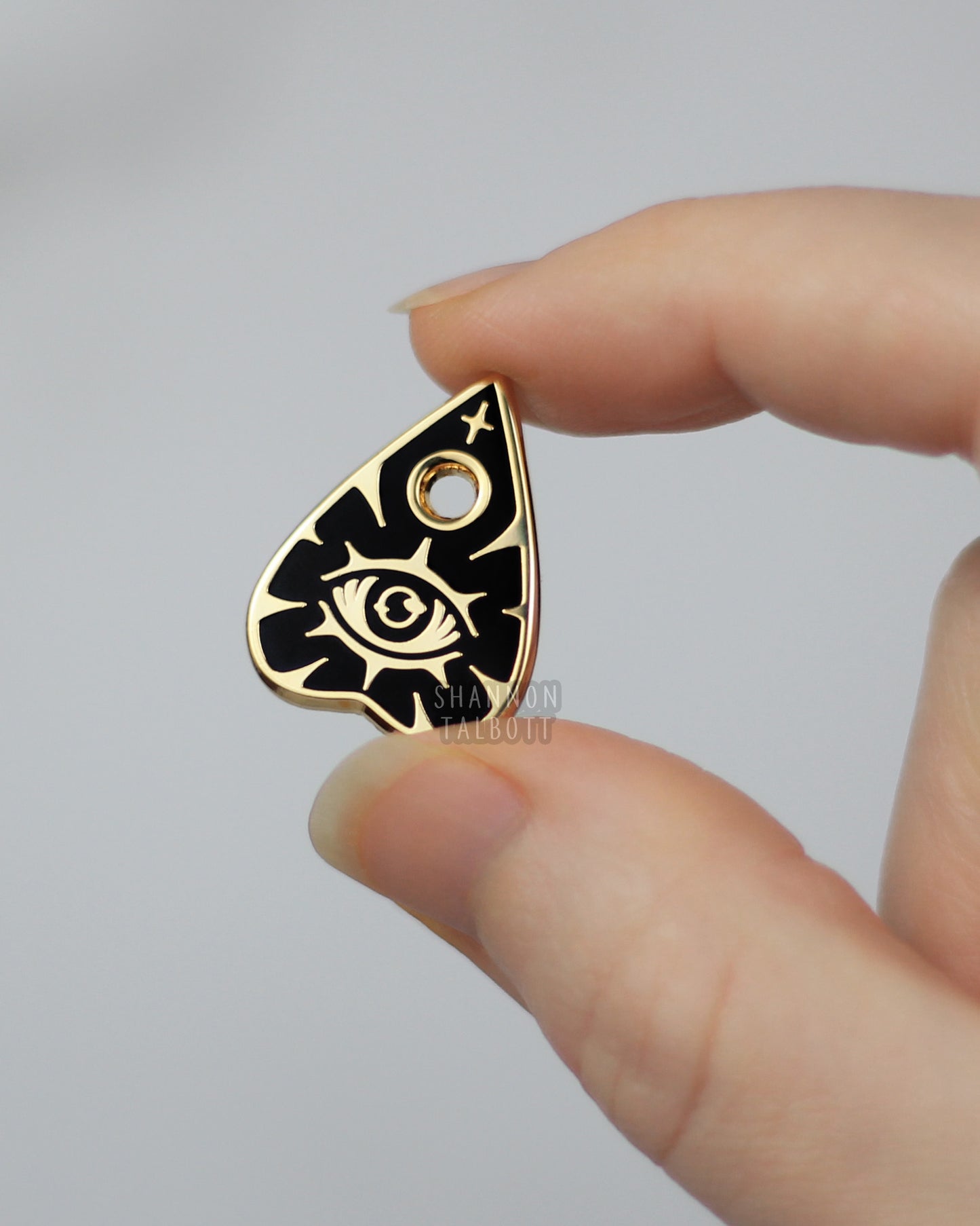 Spooky Ouija Planchette Enamel Pin in Gold