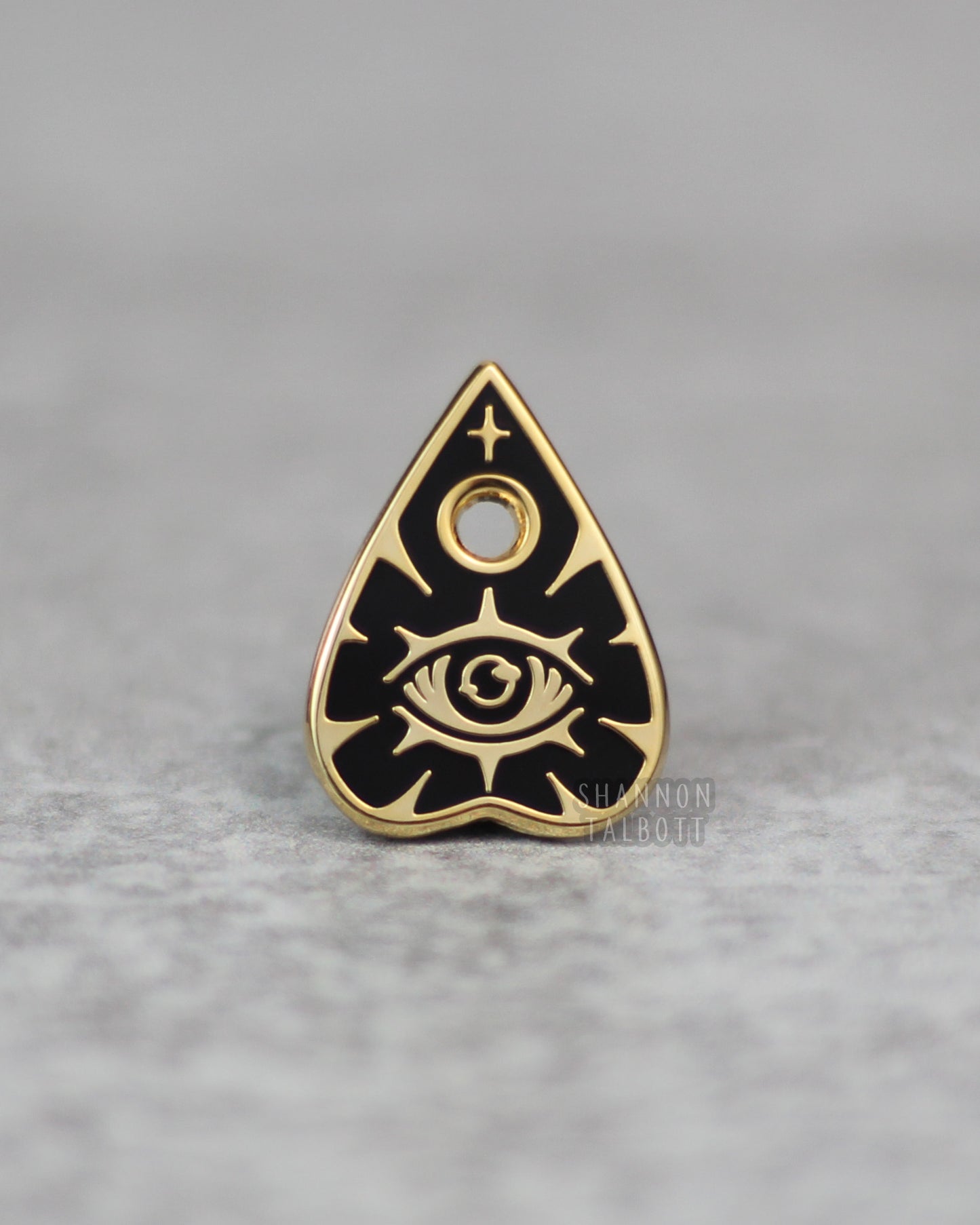 Spooky Ouija Planchette Enamel Pin in Gold