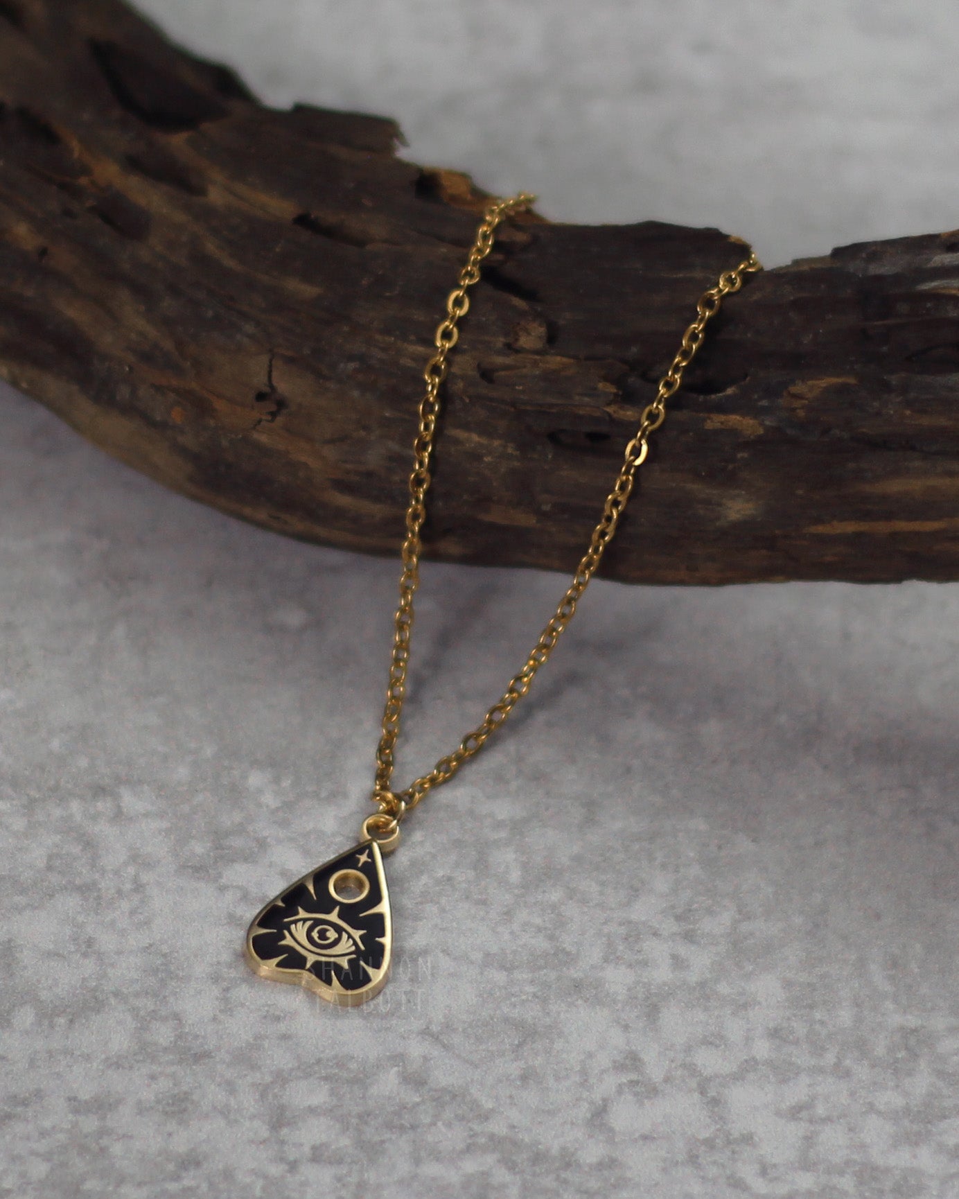 18k Gold Plated Ouija Planchette Enamel Necklace