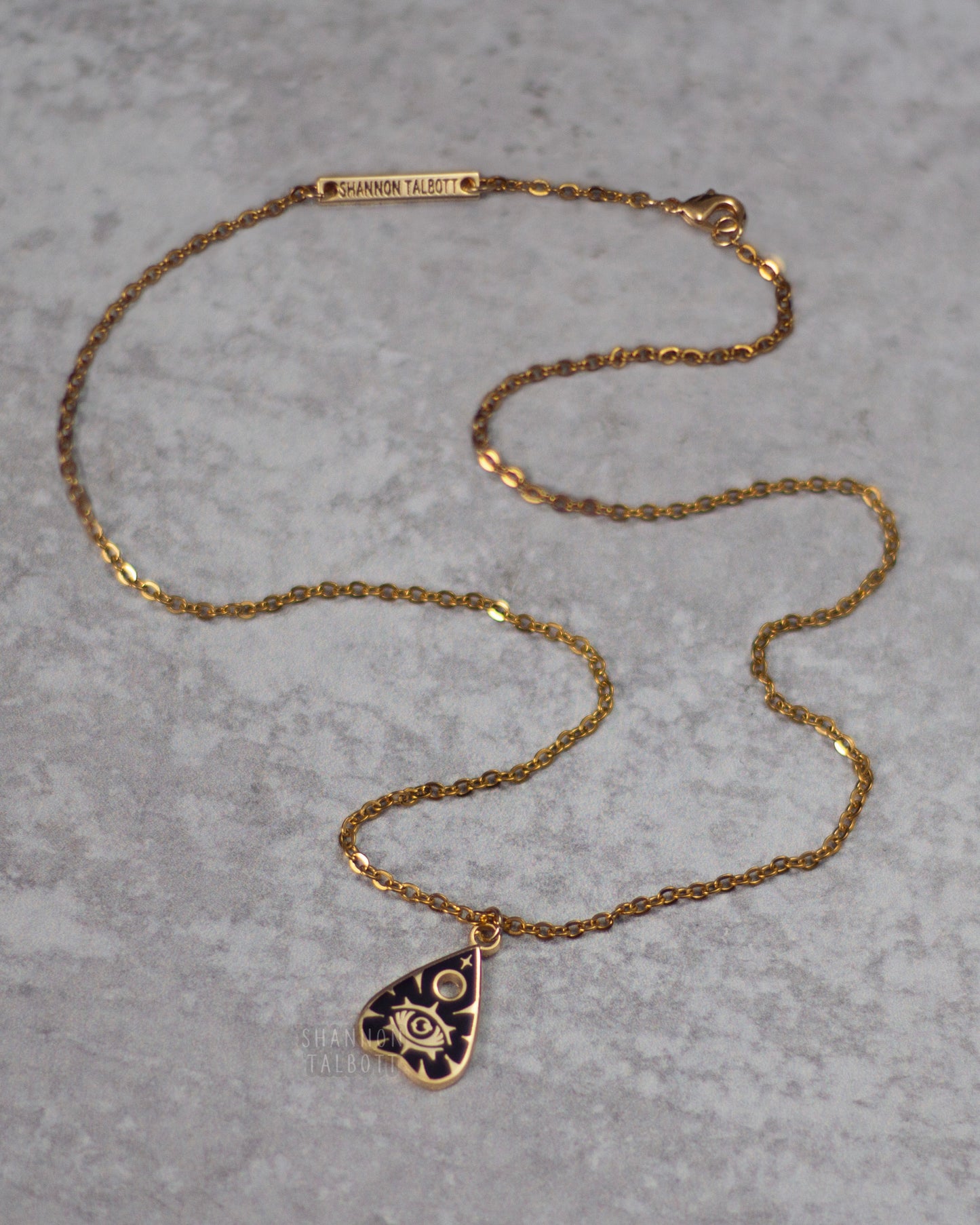 18k Gold Plated Ouija Planchette Enamel Necklace
