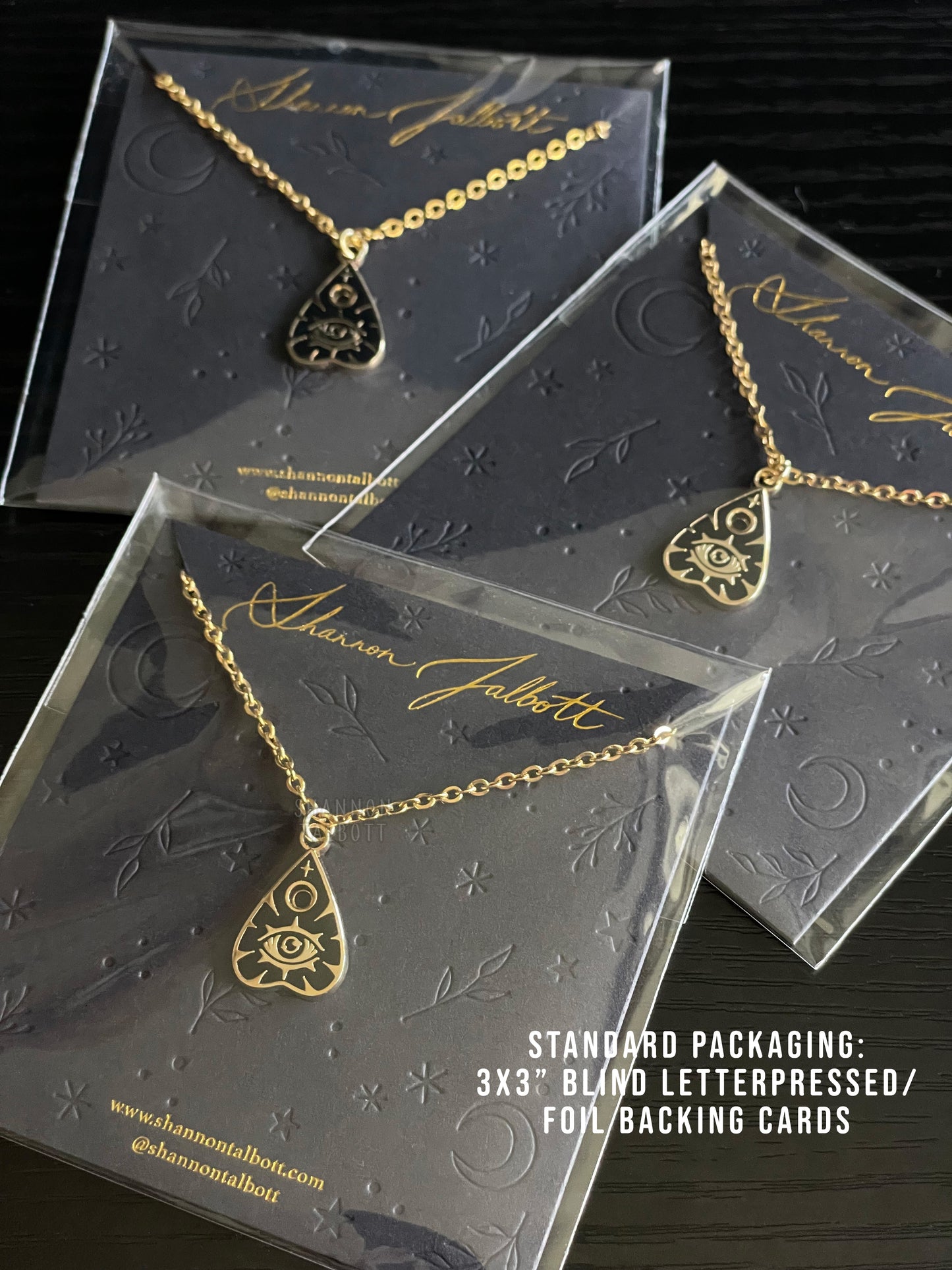 18k Gold Plated Ouija Planchette Enamel Necklace