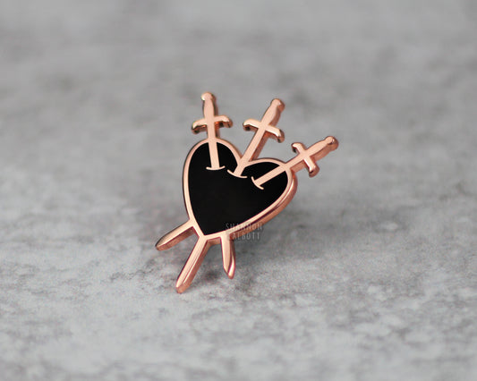 C-Grade Three of Swords Enamel Pin - Rose Gold