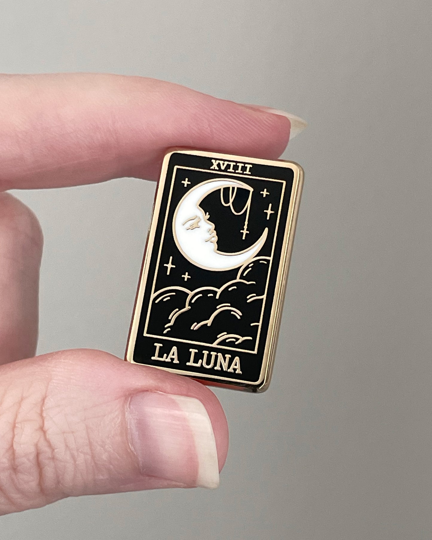La Luna (The Moon) Tarot Card Enamel Pin - Gold