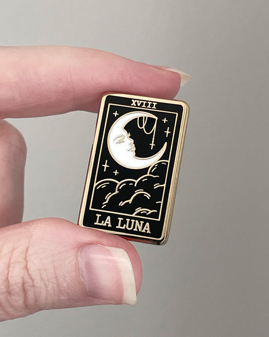 La Luna (The Moon) Tarot Card Enamel Pin - Gold