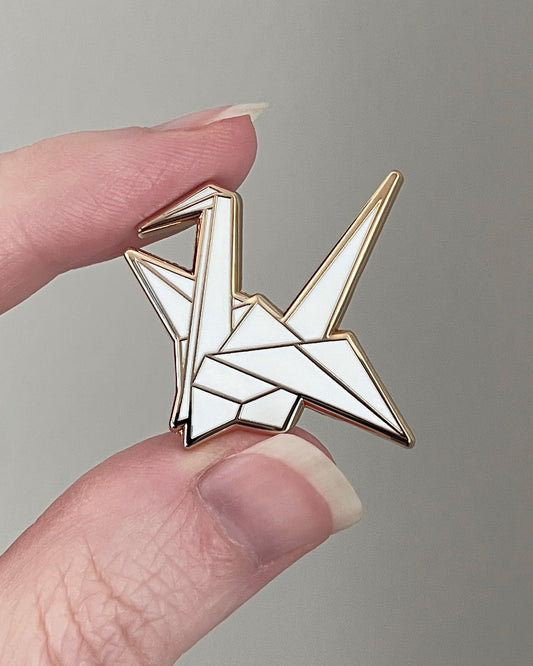 Paper Crane Enamel Pin - Gold