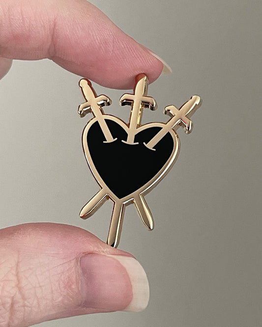 Three of Swords Enamel Pin - Gold