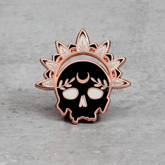 C-Grade Memento Mori Enamel Pin - Rose Gold/Black