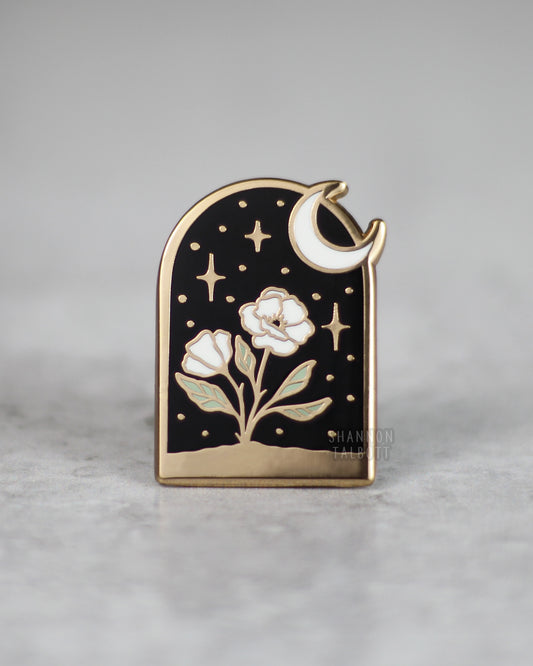 Arched Flower Enamel Pin - Gold