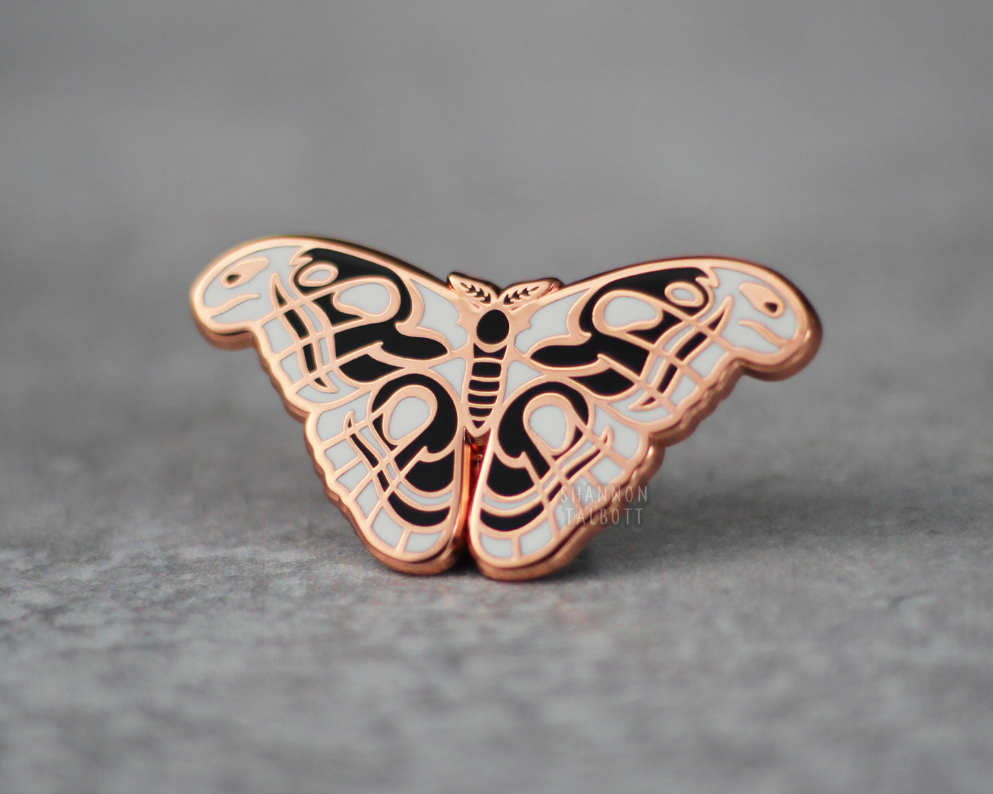 Atlas Moth Enamel Pin in Rose Gold Plating