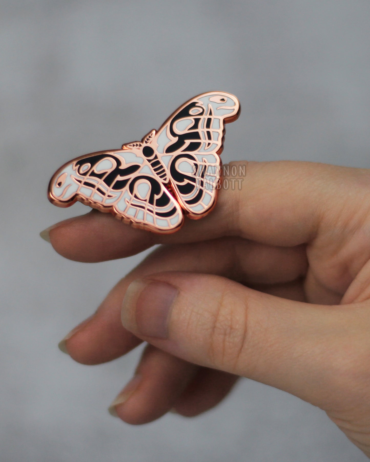 Atlas Moth Enamel Pin in Rose Gold Plating