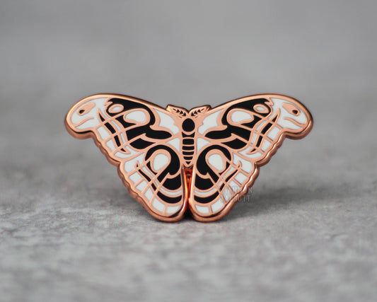 Atlas Moth Enamel Pin in Rose Gold Plating