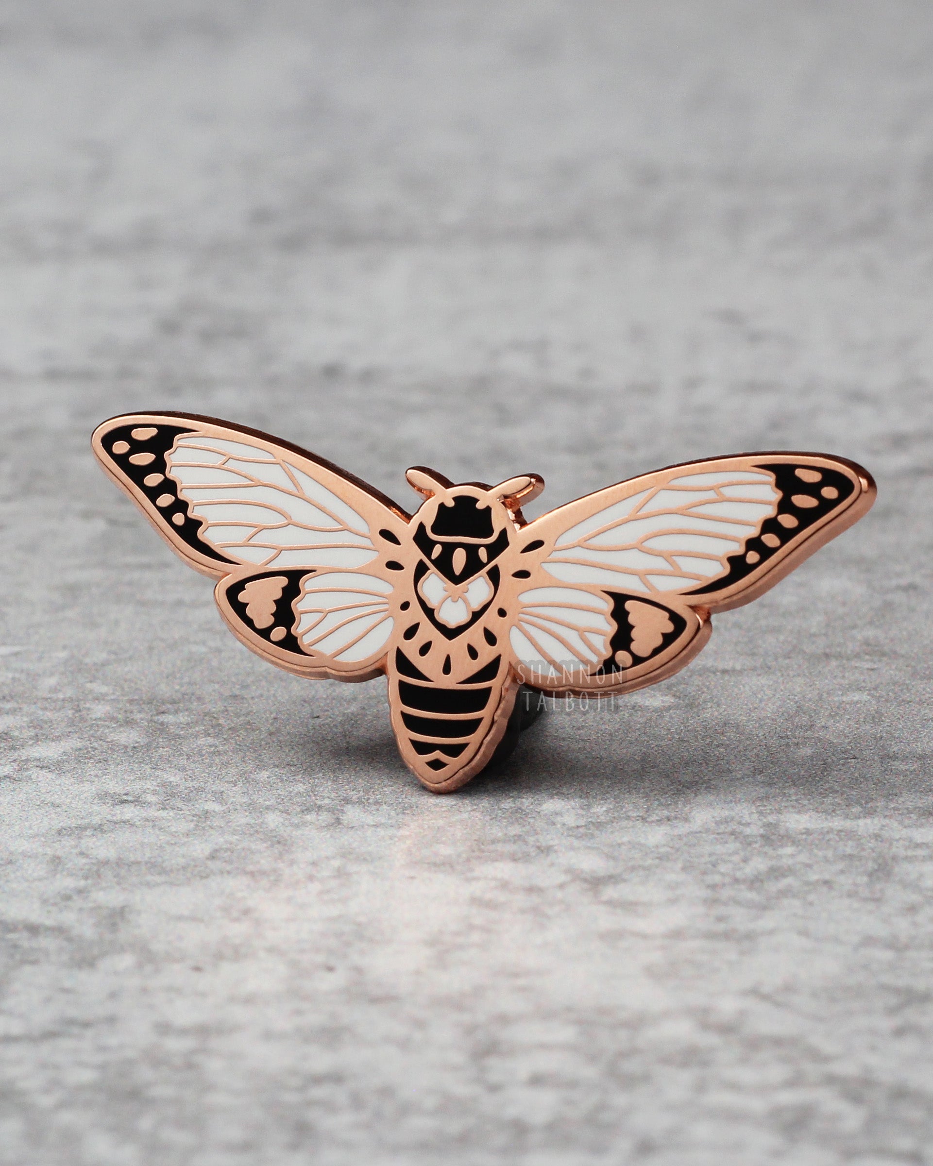 Cicada Enamel Pin in Rose Gold Plating