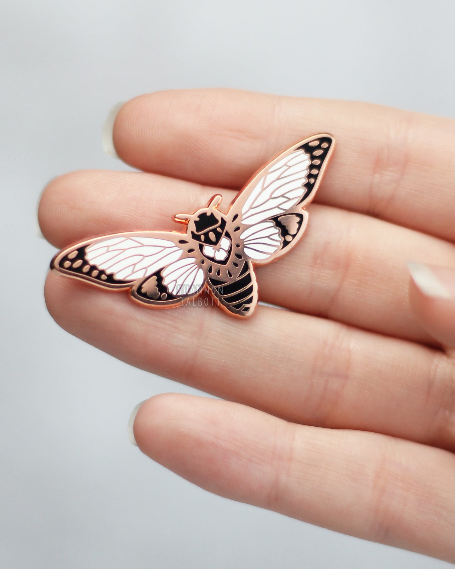 Cicada Enamel Pin in Rose Gold Plating