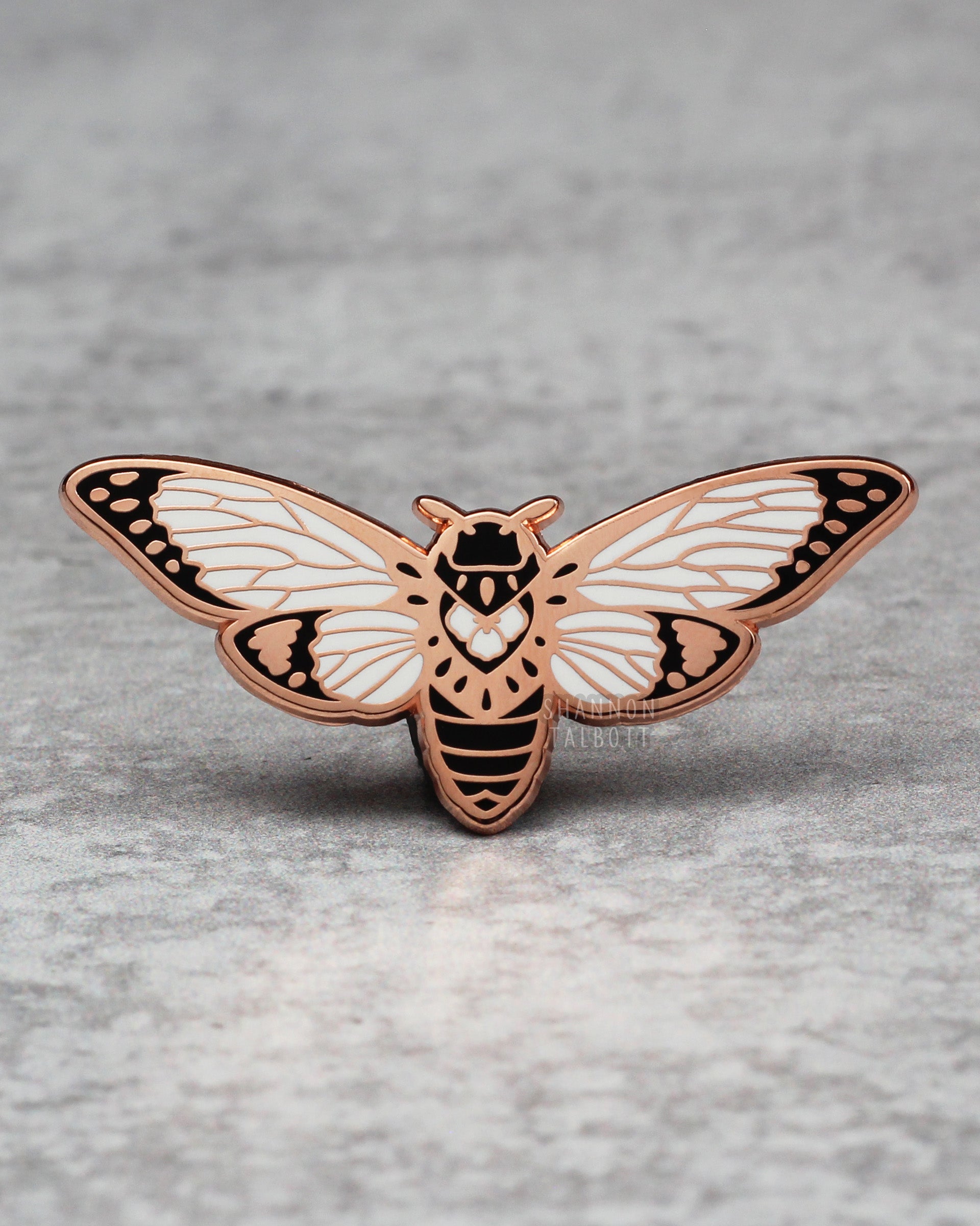 Cicada Enamel Pin in Rose Gold Plating