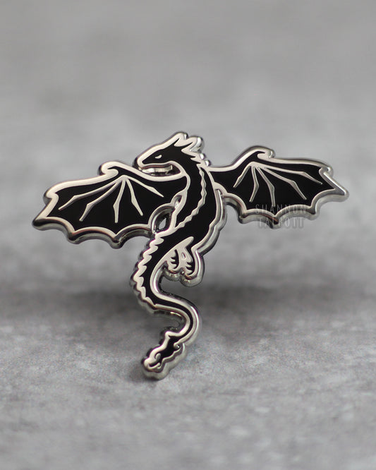 Dragon Enamel Pin - Silver