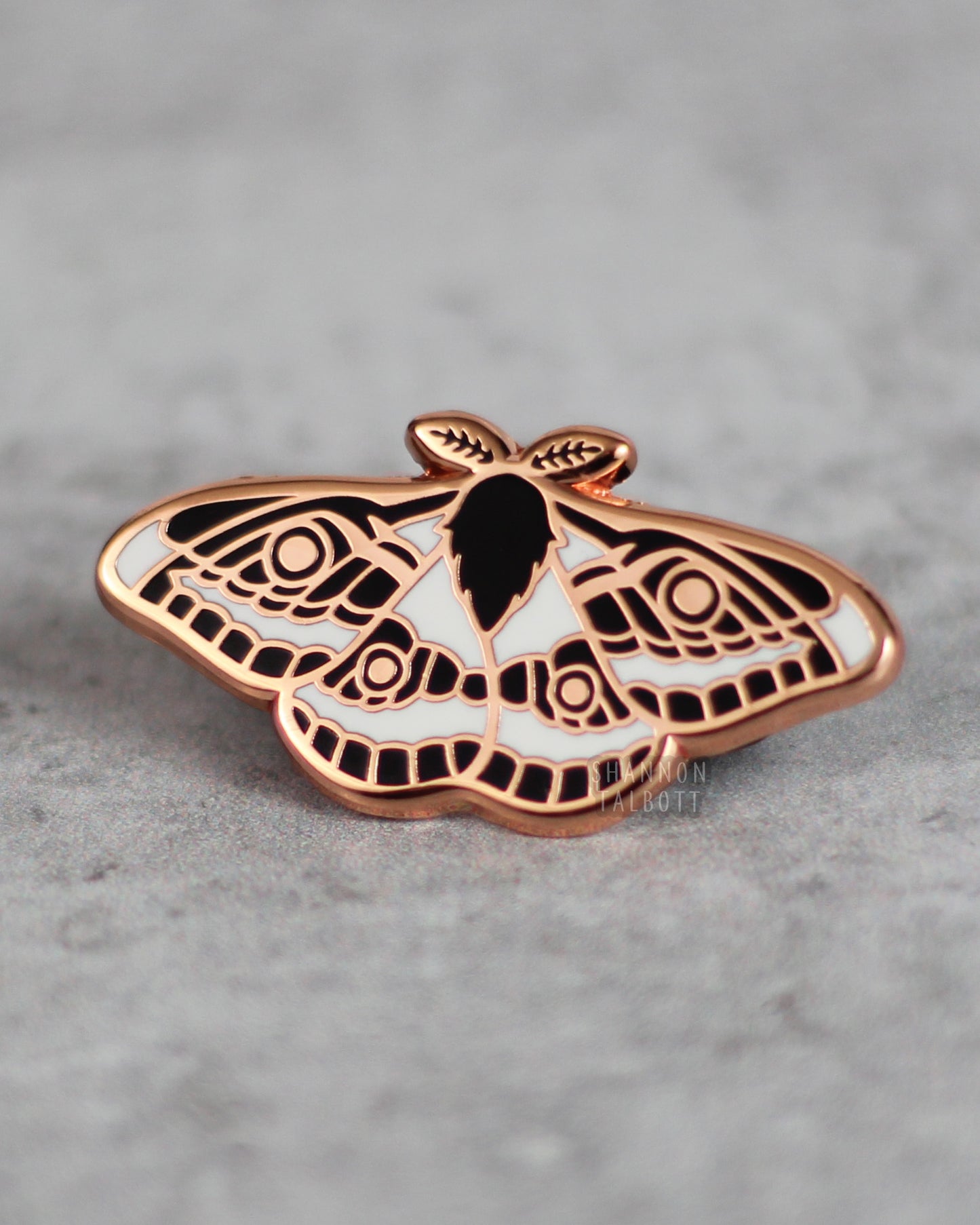 Emperor Moth Enamel Pin in Gold Plating