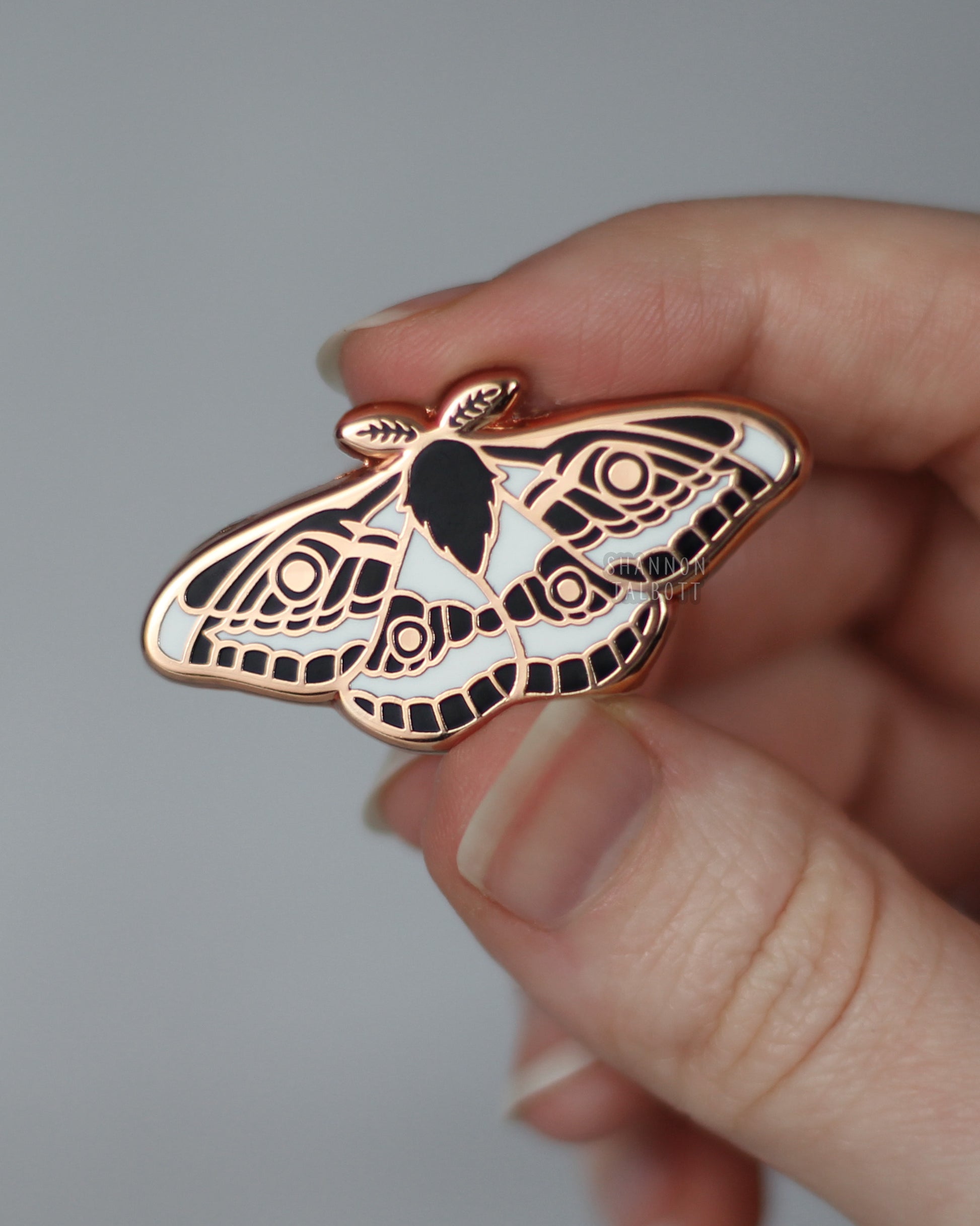 Emperor Moth Enamel Pin in Gold Plating