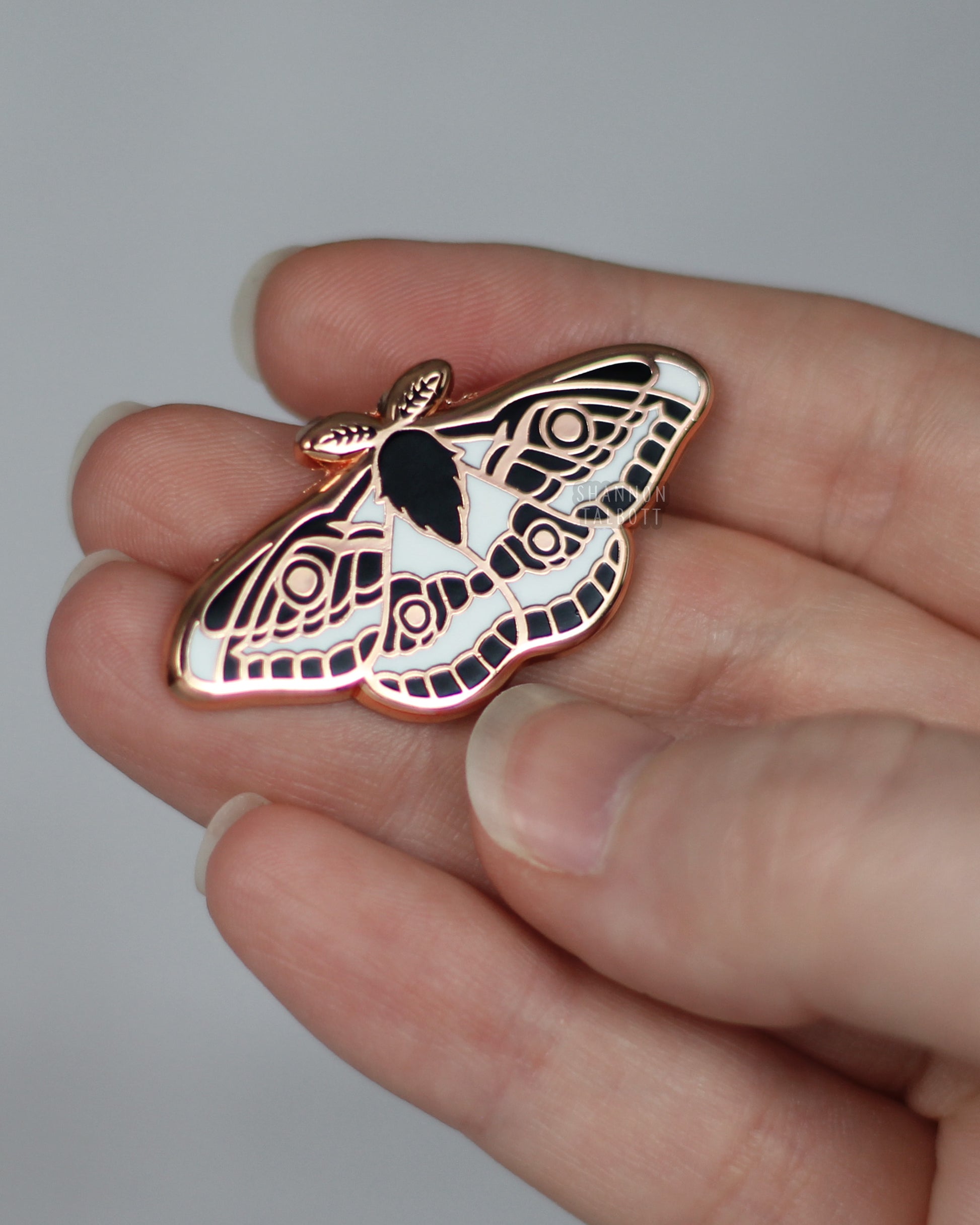 Emperor Moth Enamel Pin in Gold Plating