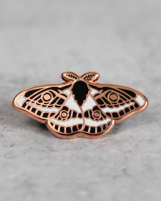 Emperor Moth Enamel Pin in Gold Plating