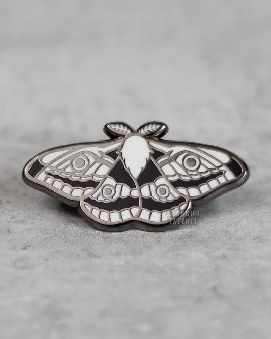 Emperor Moth Enamel Pin in Black Nickel