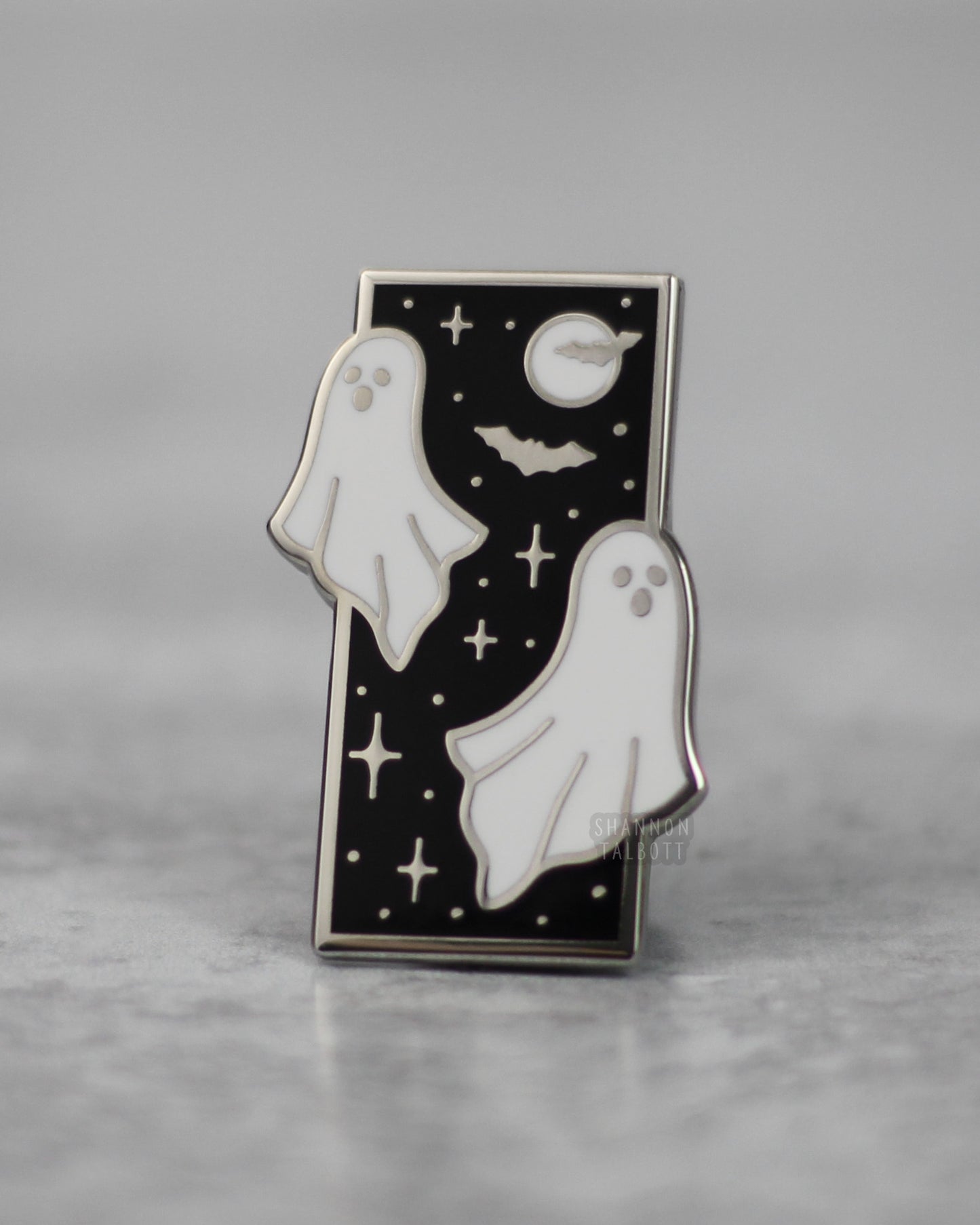 Ghost Duo Enamel Pin - Silver