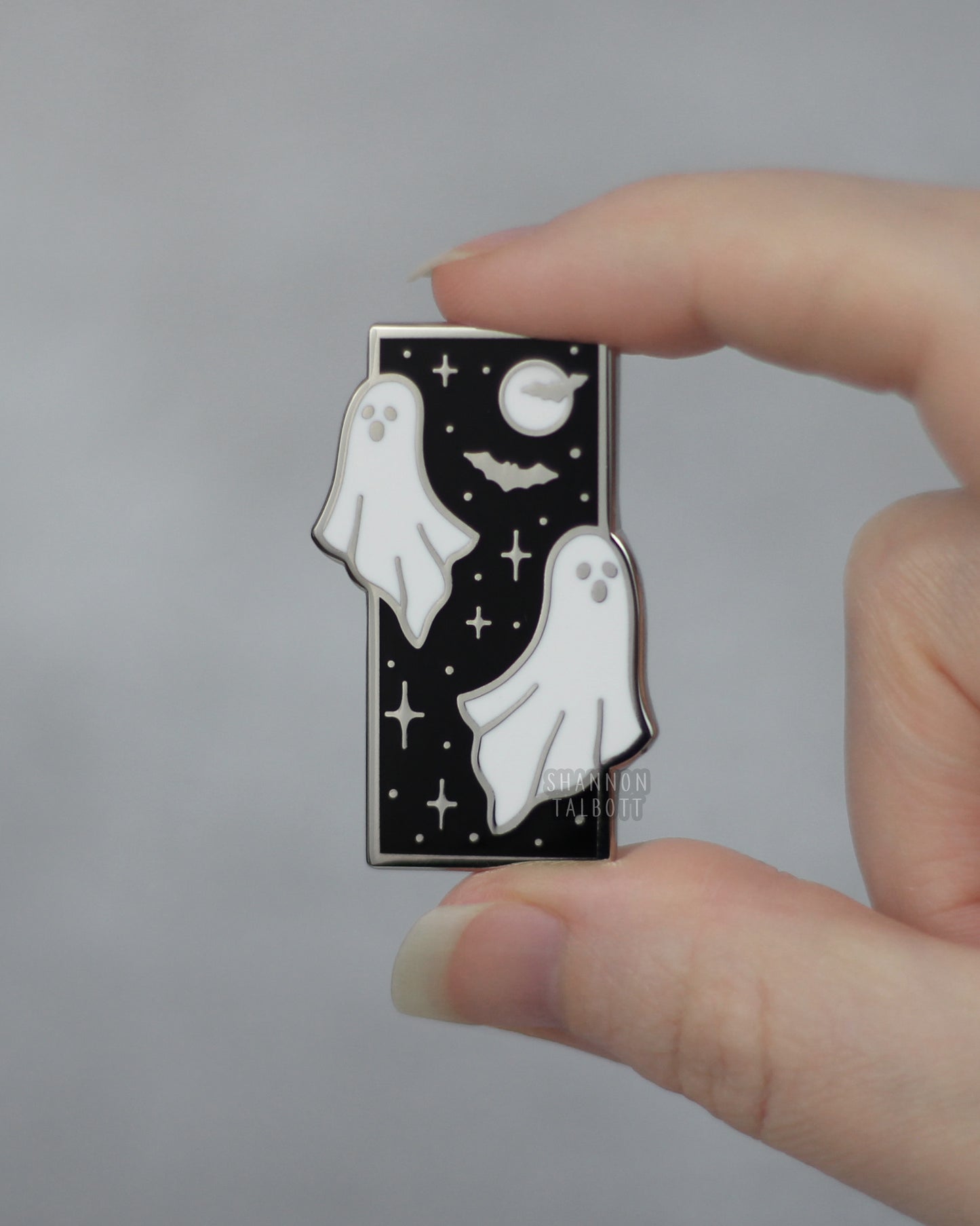 Ghost Duo Enamel Pin - Silver