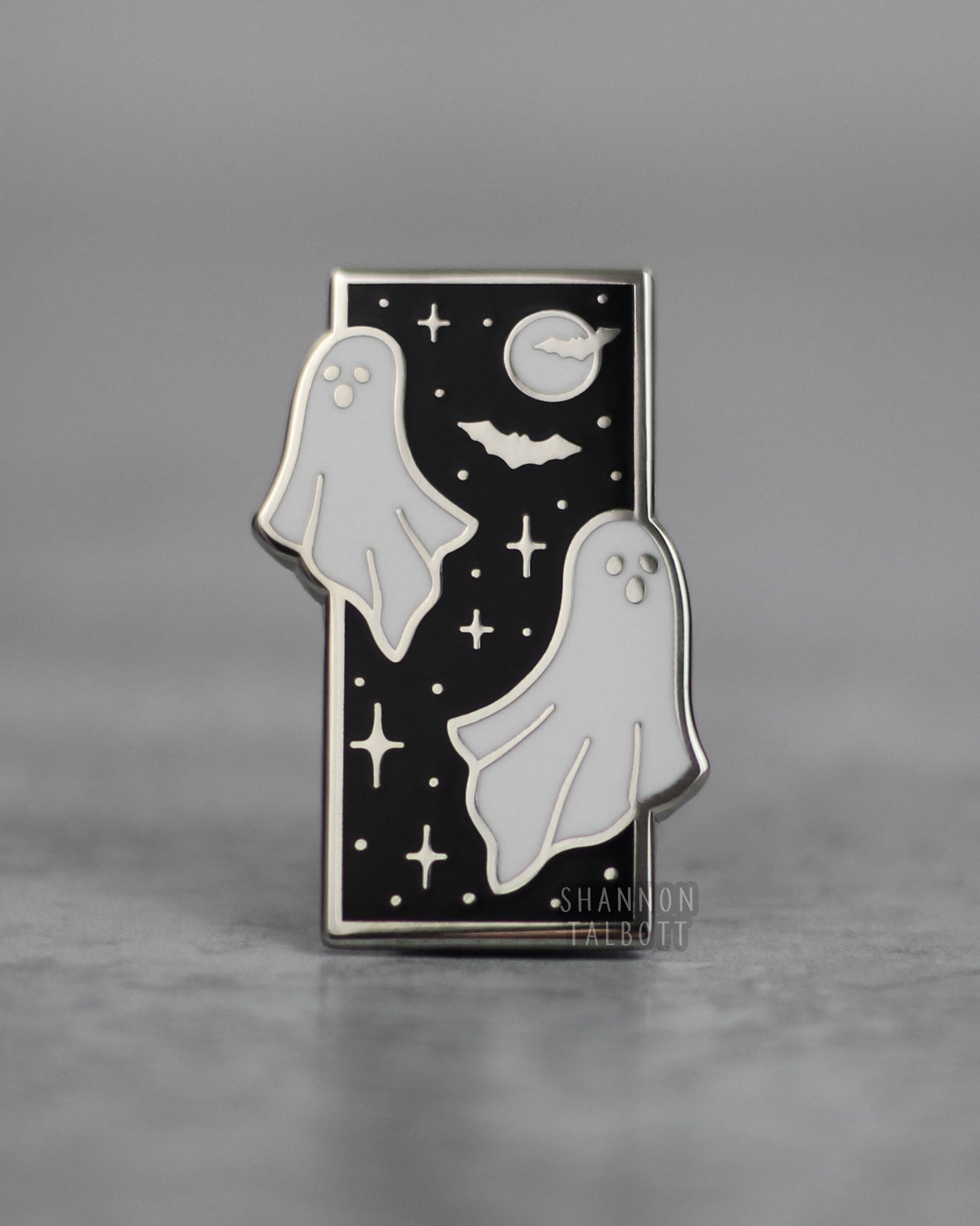 Ghost Duo Enamel Pin - Silver