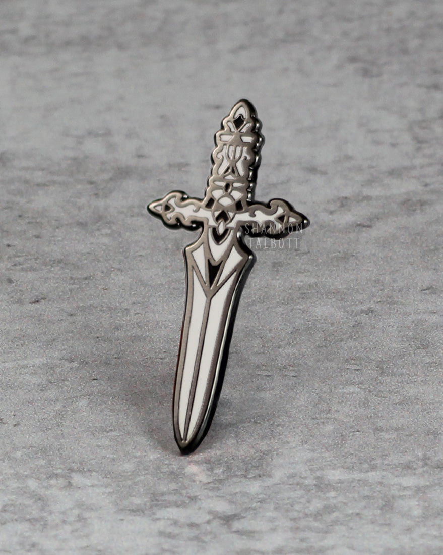 Dagger Enamel Pin in Black Nickel Plating