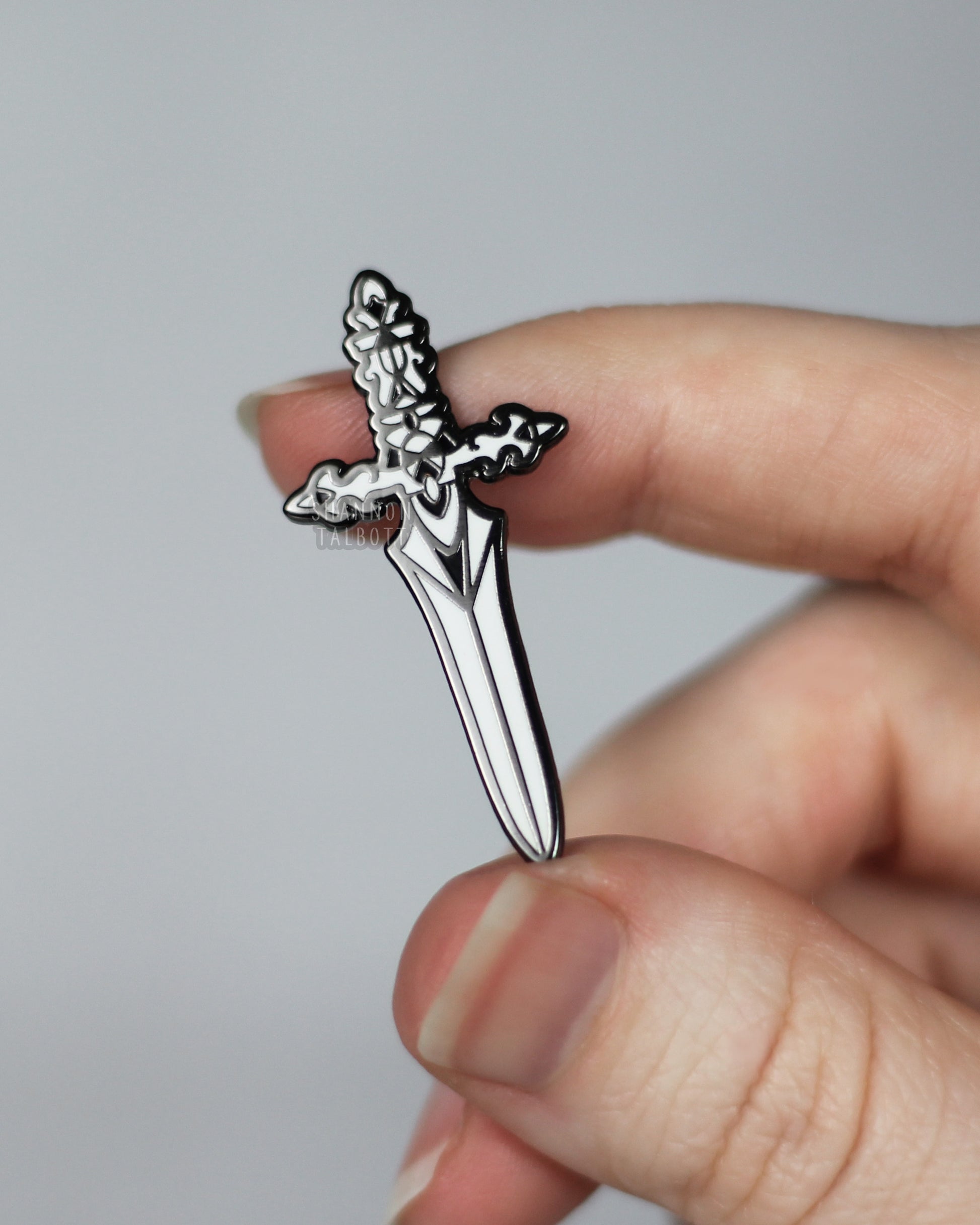 Dagger Enamel Pin in Black Nickel Plating