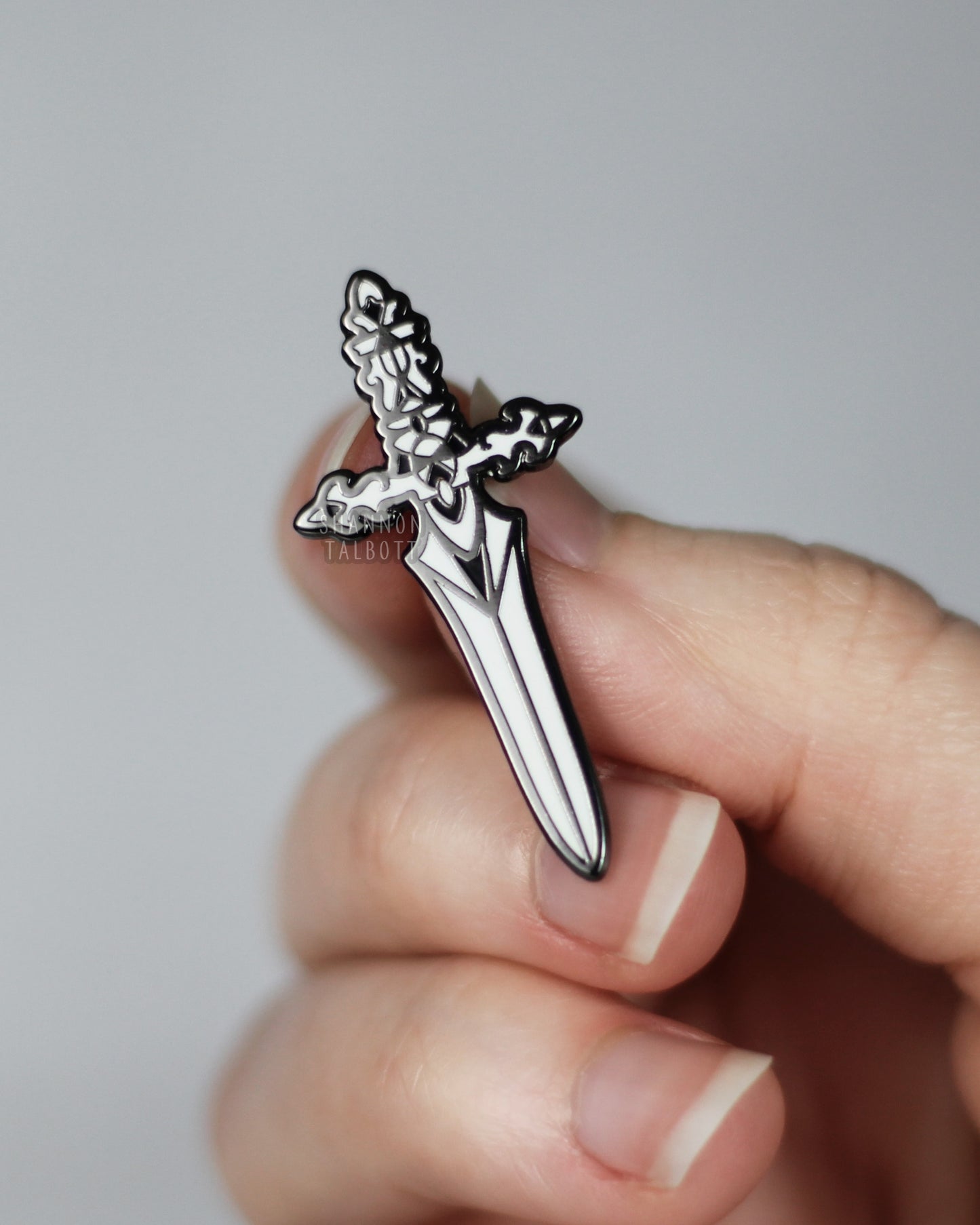 Dagger Enamel Pin in Black Nickel Plating