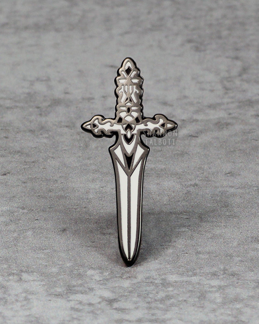 Dagger Enamel Pin in Black Nickel Plating