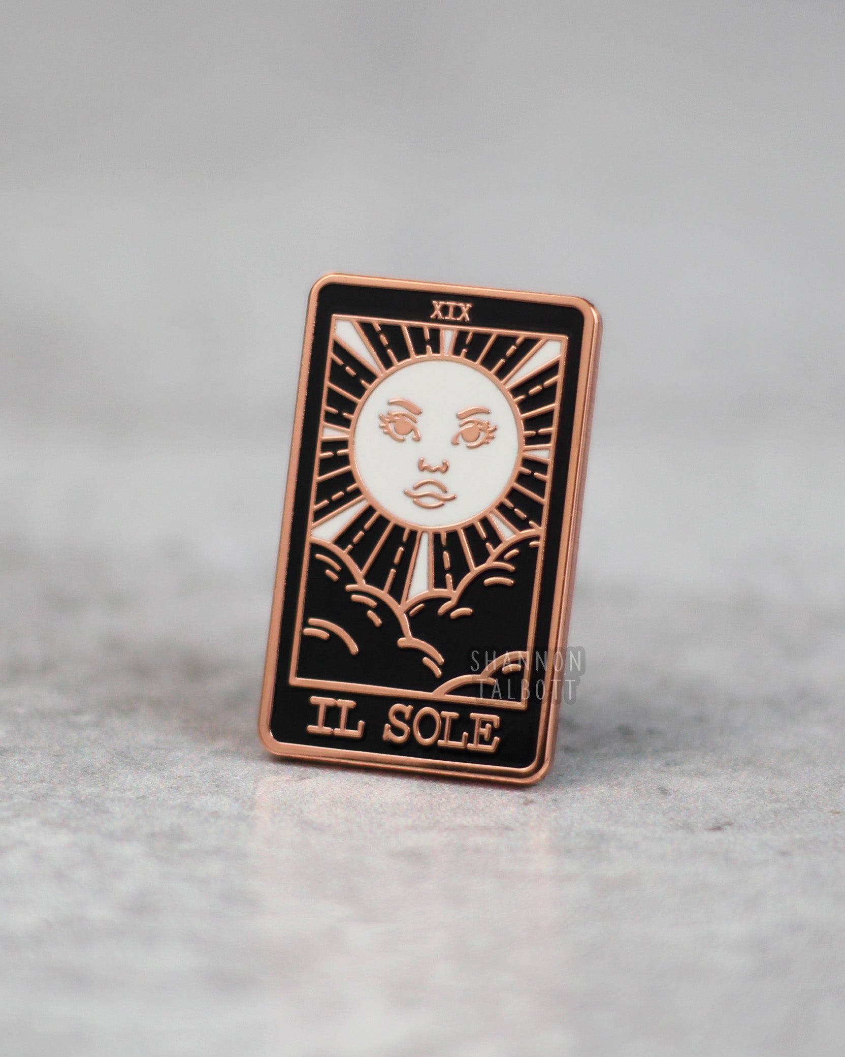 Il Sole The Sun Tarot Card Enamel Pin in Rose Gold