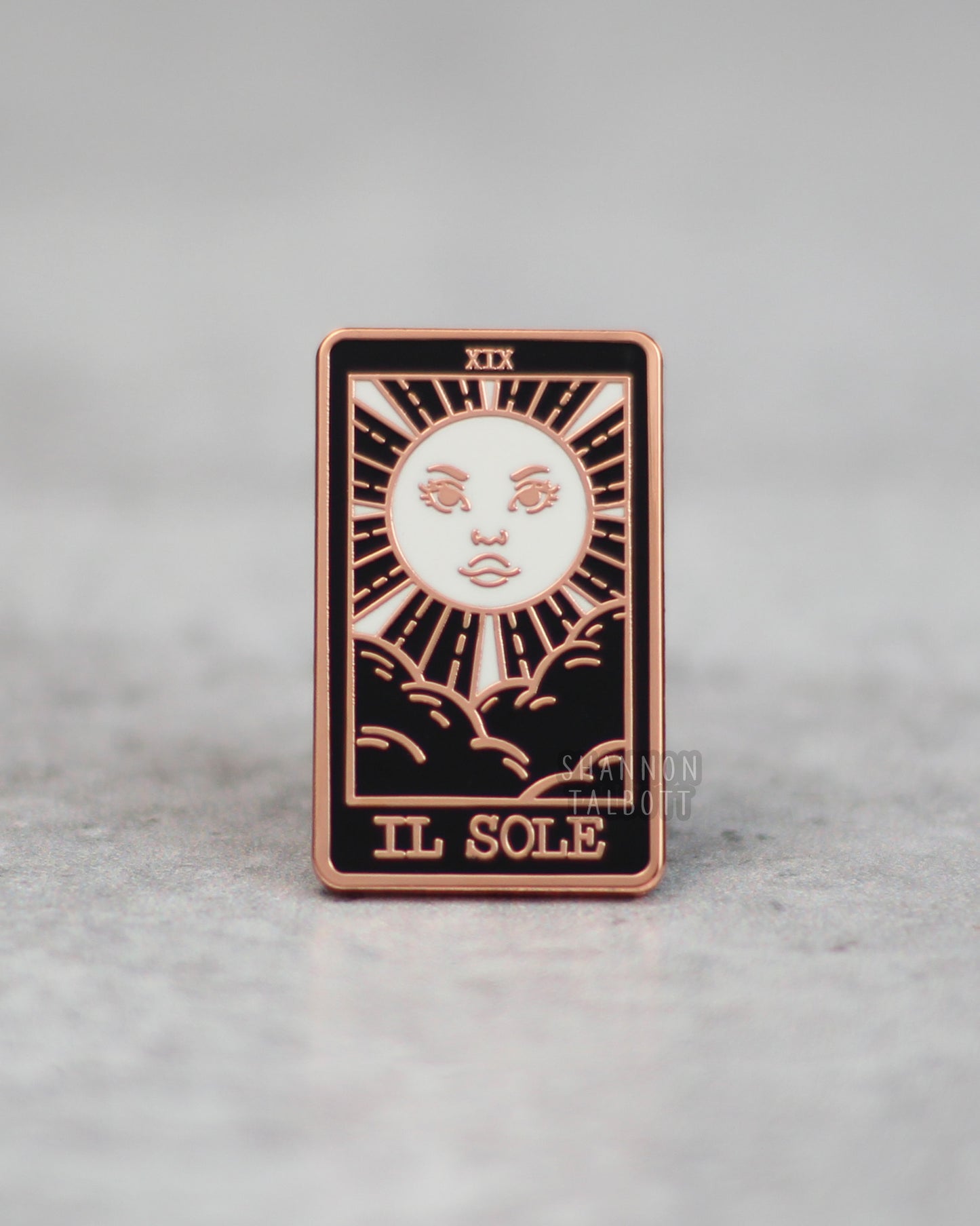 Il Sole The Sun Tarot Card Enamel Pin in Rose Gold