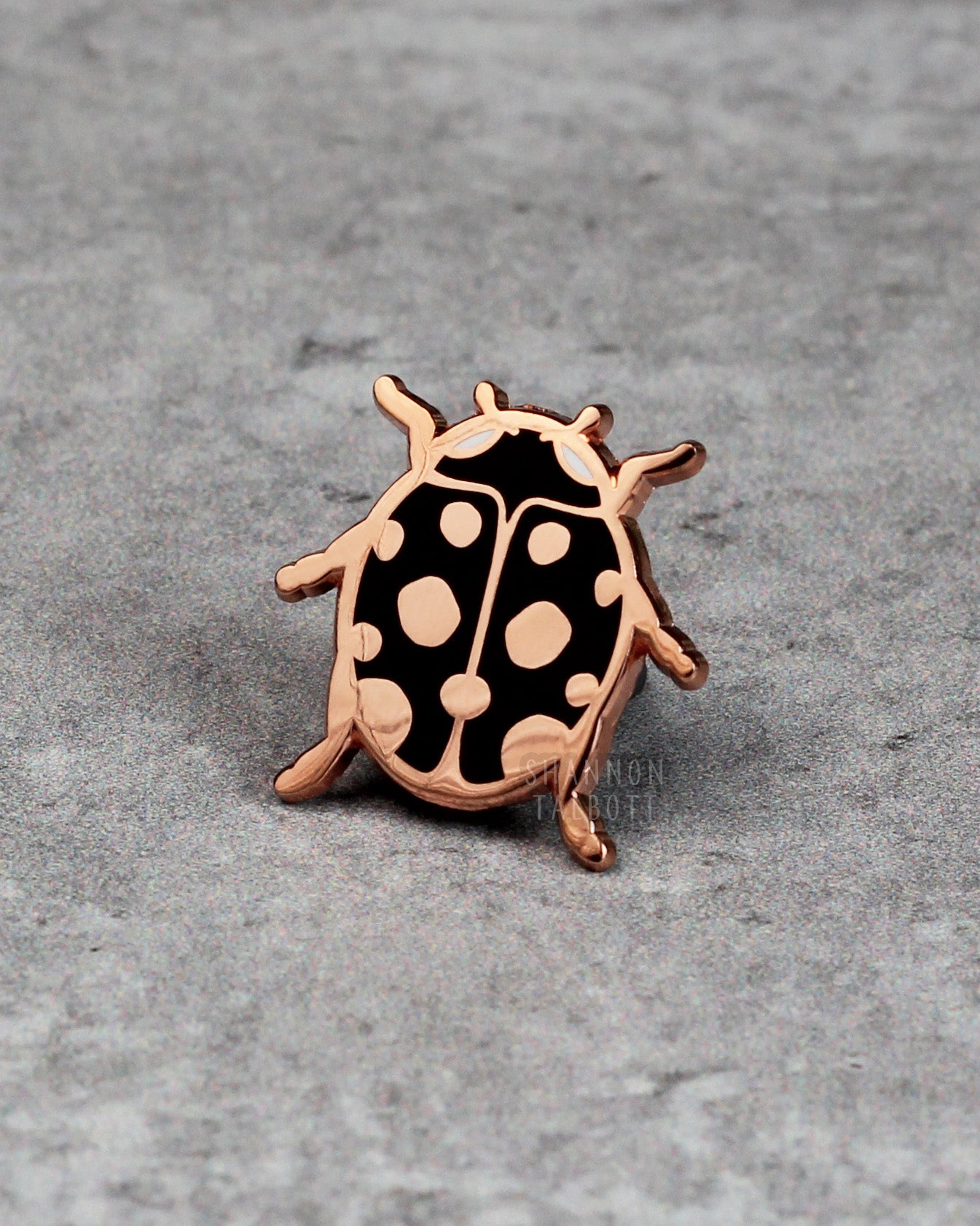 Cute Small Ladybug Enamel Pin with Rose Gold Plating